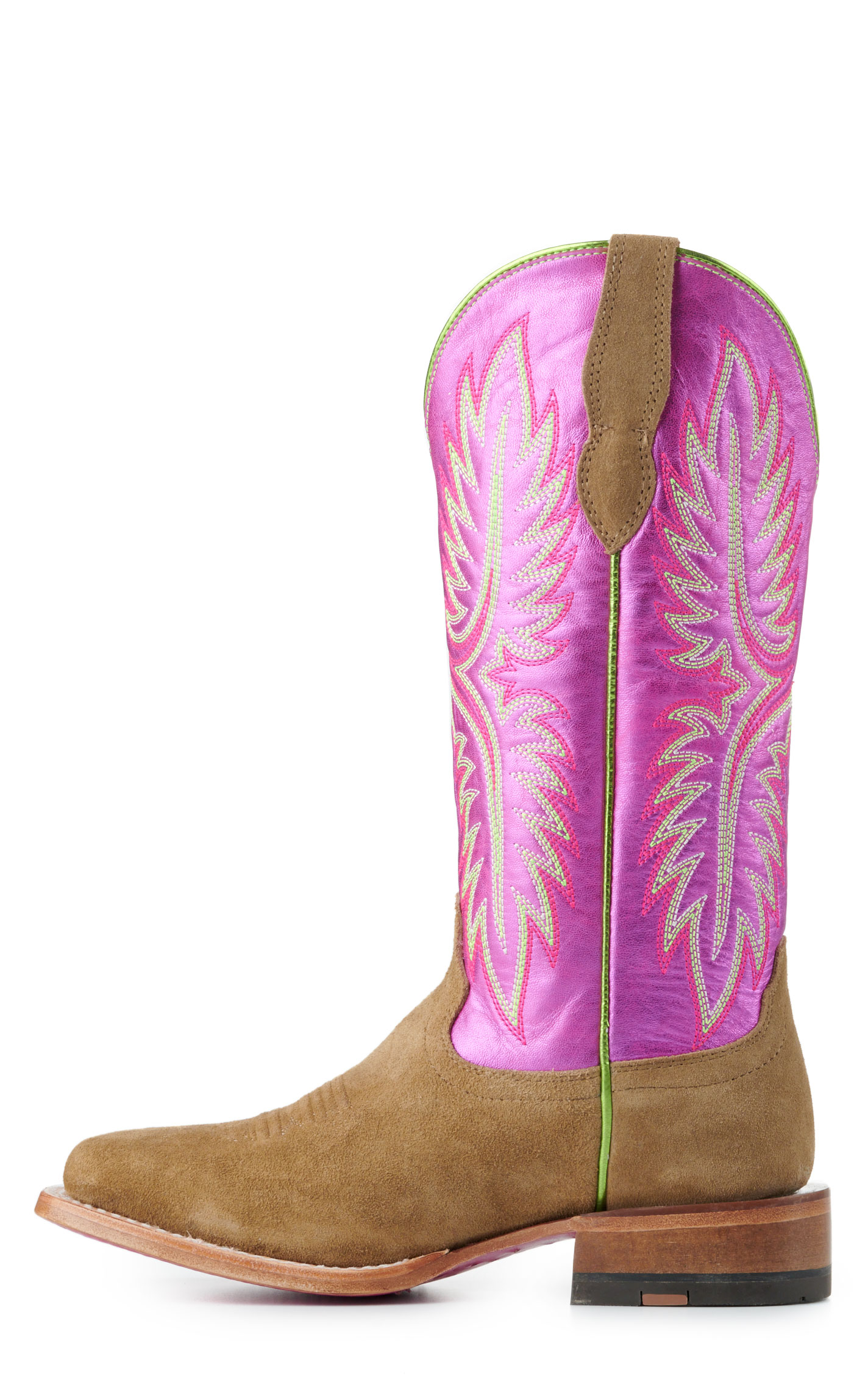 Ariat Women's Frontier Calamity Jane Metallic Pink and Dijon Roughout TekStep Square Toe Cowboy Boots - Image 1