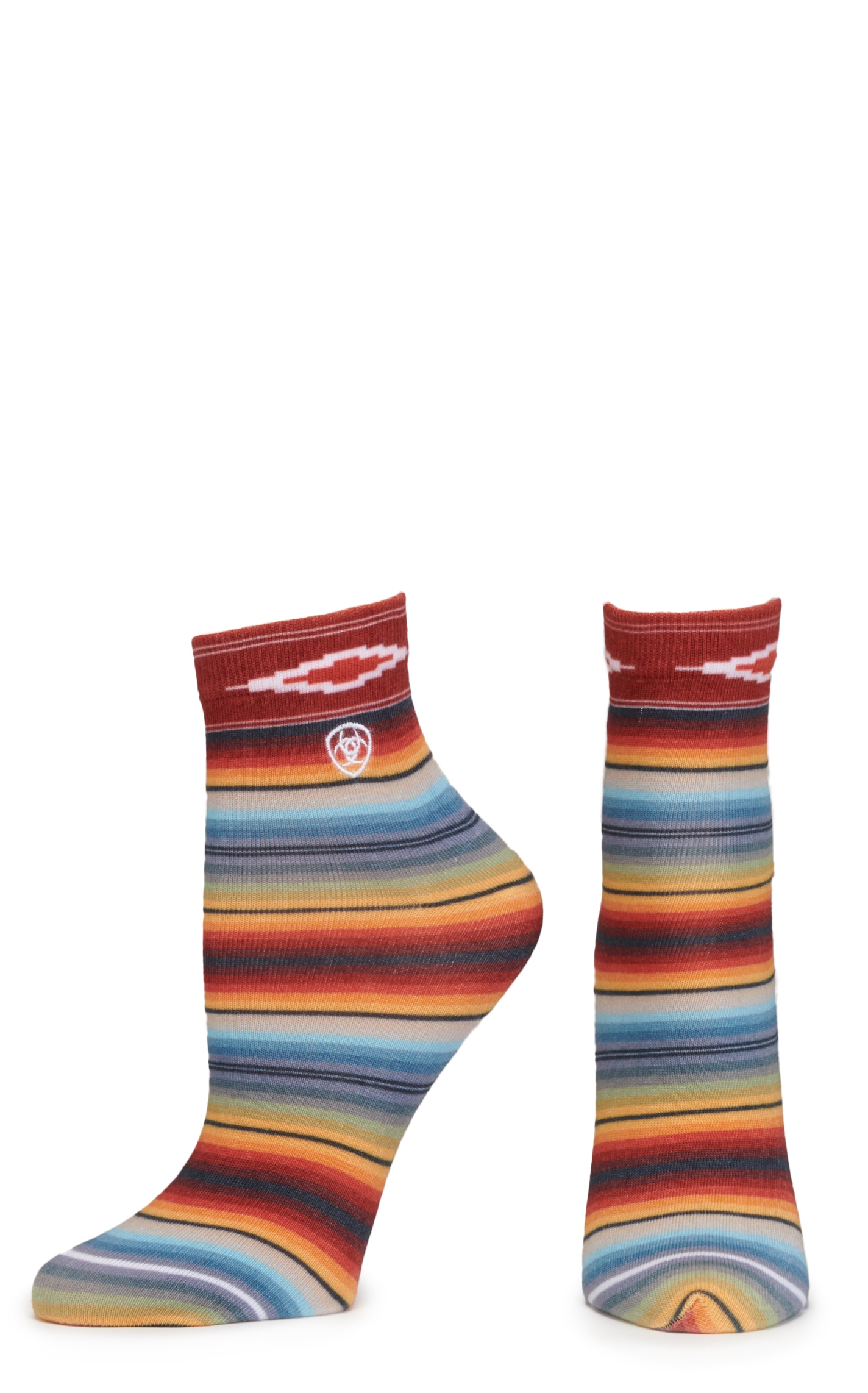 Ariat Women's Serape and Sky Blue 2-Pack Quarter Crew Socks - Image 1