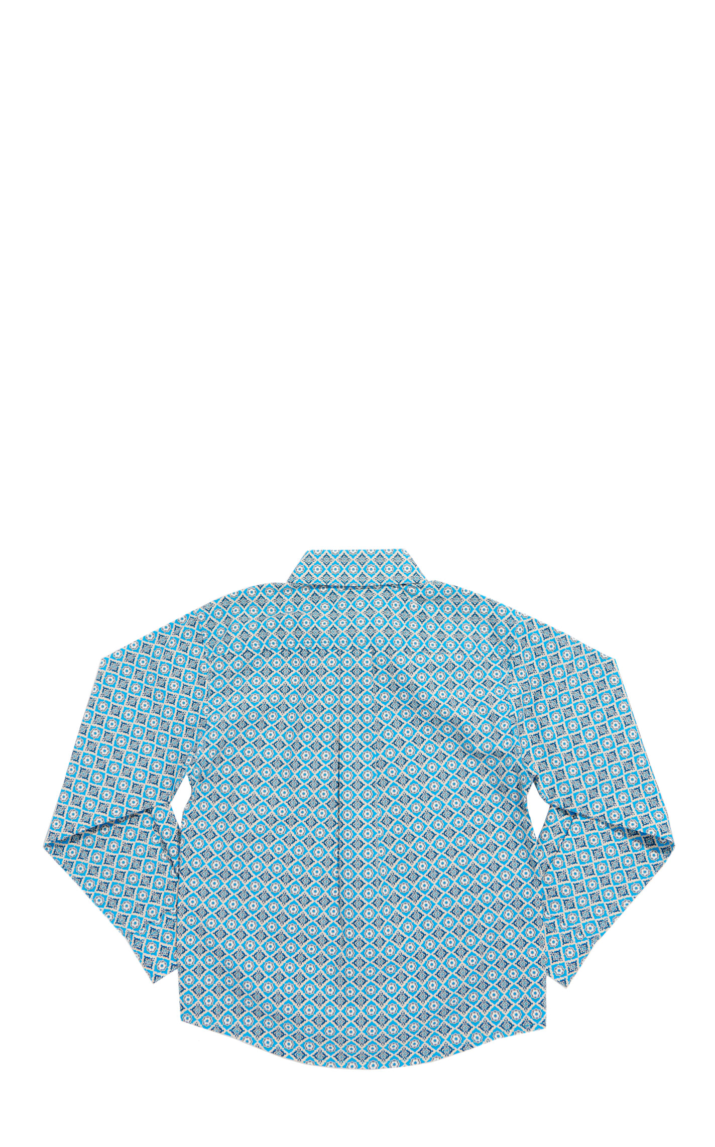 Cinch Toddler Boy's Light Blue Geo Print Long Sleeve Wester Shirt - Image 1