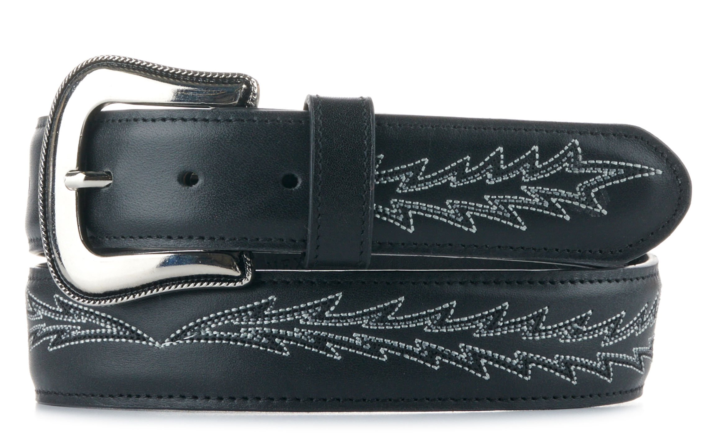 JRC & Sons Women's Nancy Black Boot Stitch Leather Western Belt - Image 1