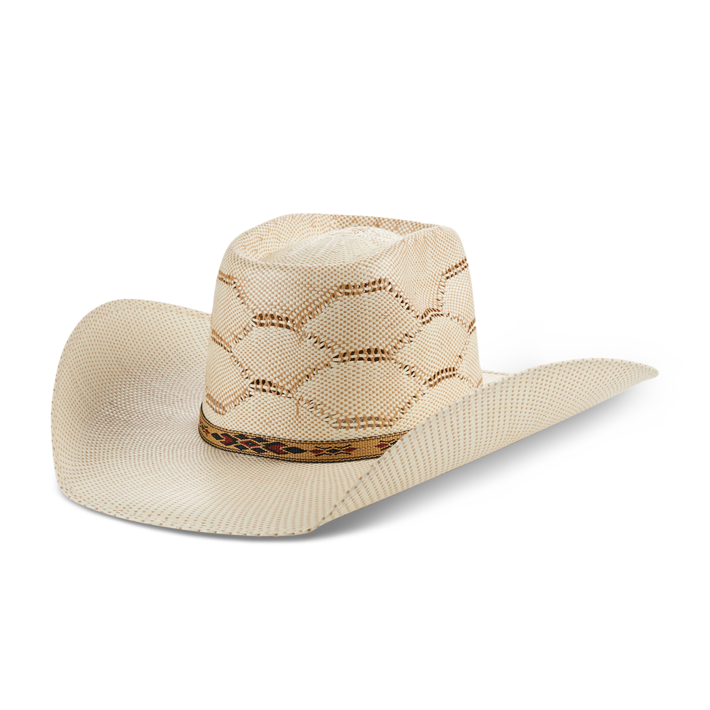 Rafter C Men's Ivory and Tan with Honeycomb Vented Crown Bangora Straw Cowboy Hat - Image 1