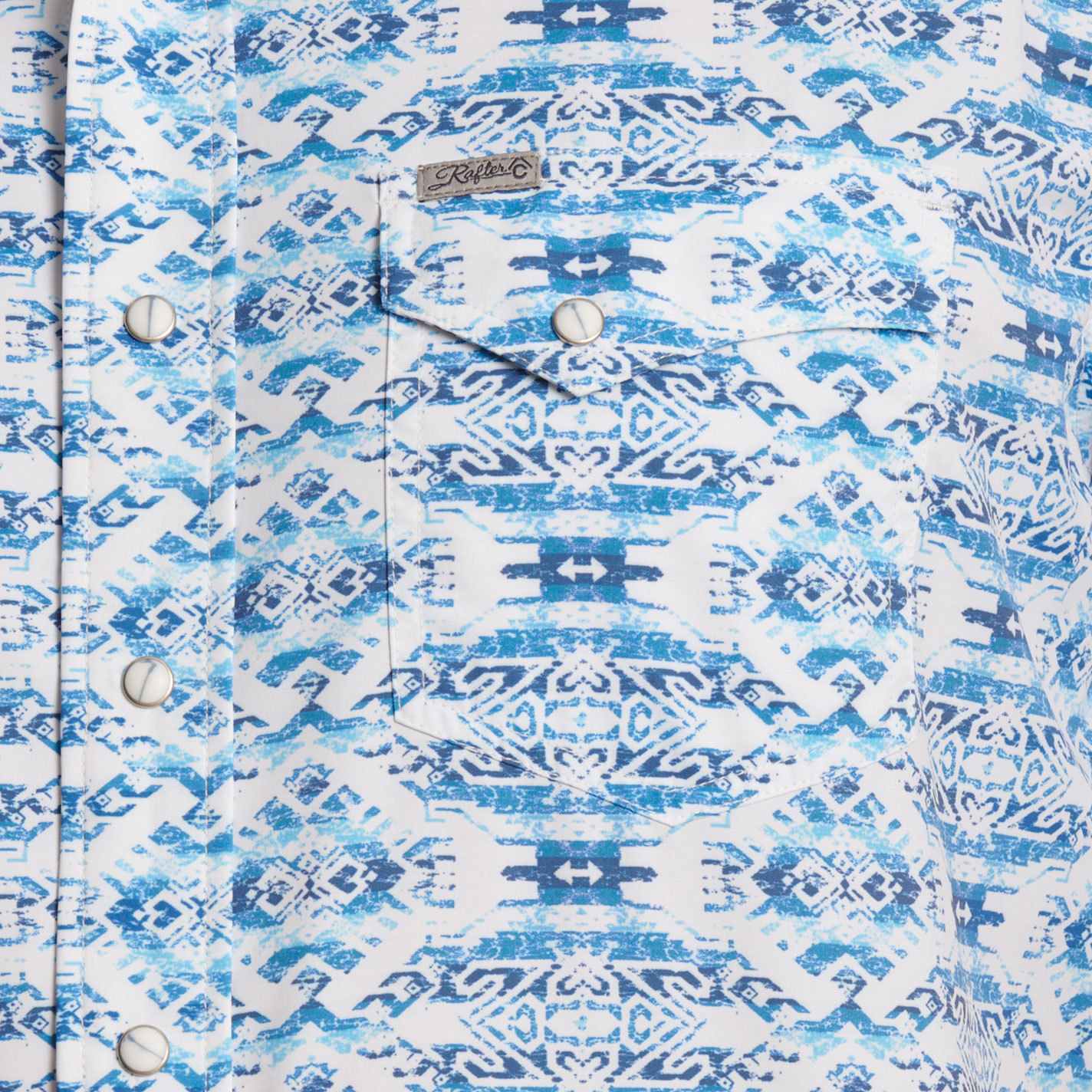 Rafter C Men's Blue & White Aztec Print Western Shirt  - Image 1