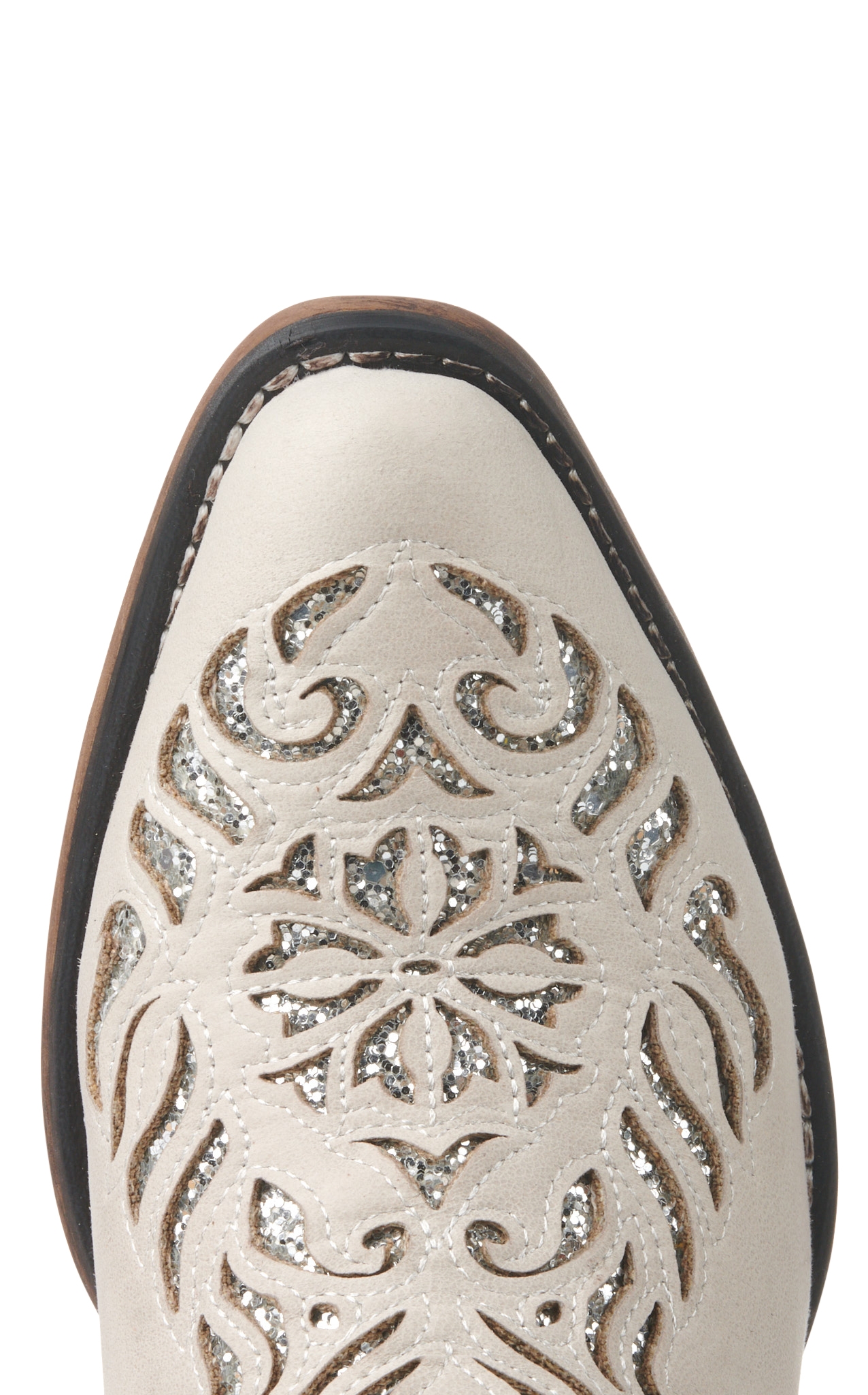 Roper Women's Riley Glitz White with Silver Glitter Inlay Snip Toe Cowboy Boots - Image 1