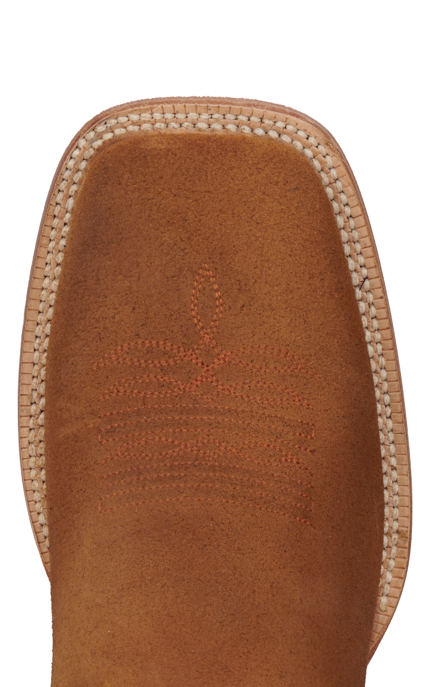 R Watson Men's Tan Roughout and Arizona Tan Wide Square Toe Cowboy Boots - Image 1