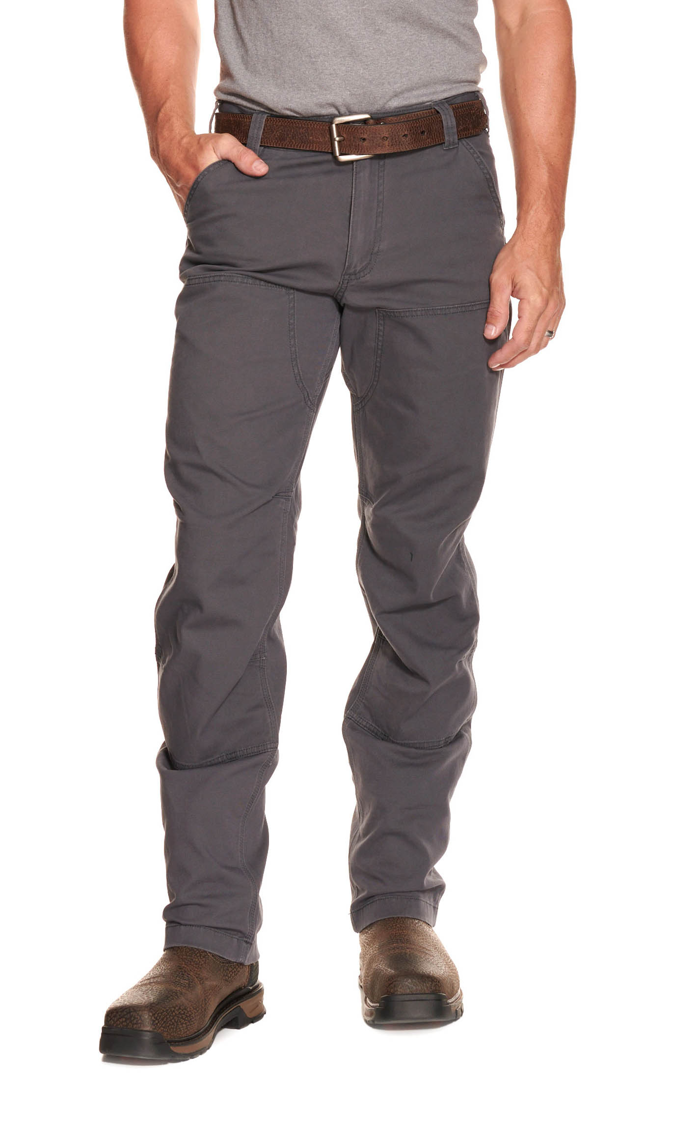 Carhartt Men's Shadow Gray Relaxed Fit Straight Leg Rugged Flex Stretch Canvas Double-Front Work Pants - Image 1