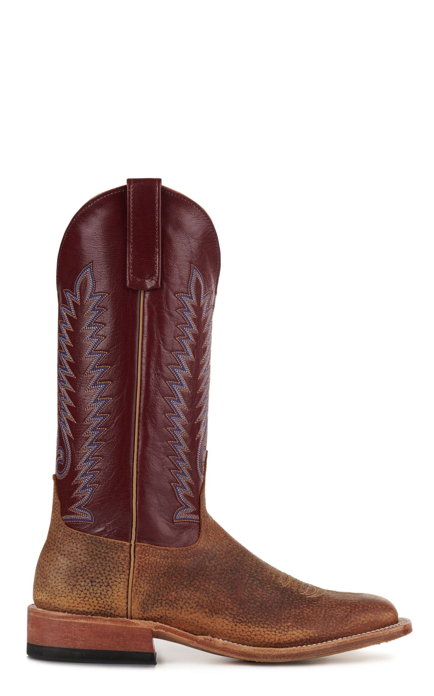 Anderson Bean Men's Geronimo Brown Bison and Sangria Wine Square Toe Cowboy Boots - Image 1
