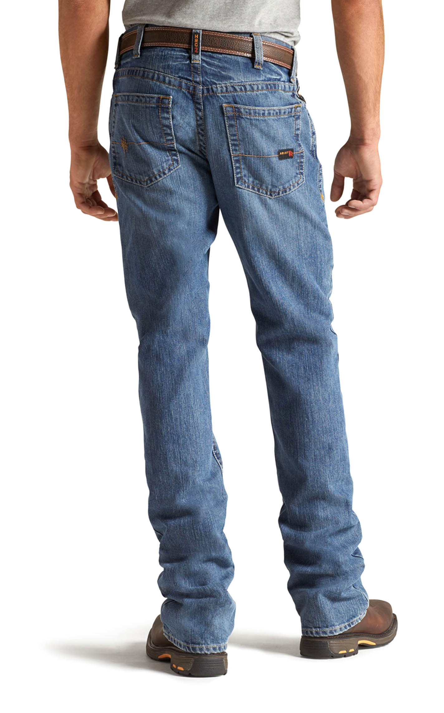 Ariat Men's FR M4 Medium Wash Relaxed Fit Basic Boot Cut Work Jeans - Image 1