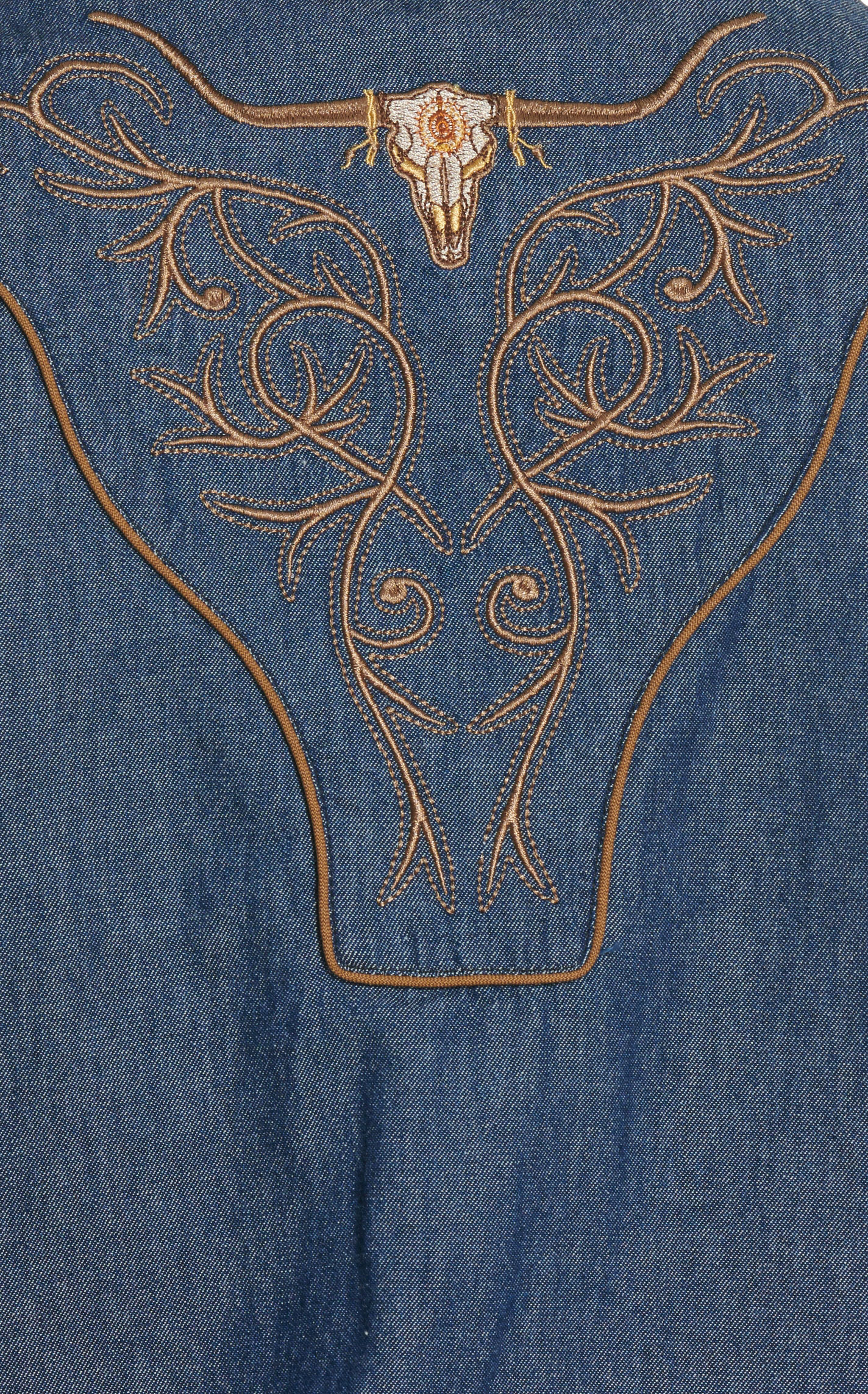 Ranger's Legend Men's Denim & Copper Embroidered Western Shirt - Image 1