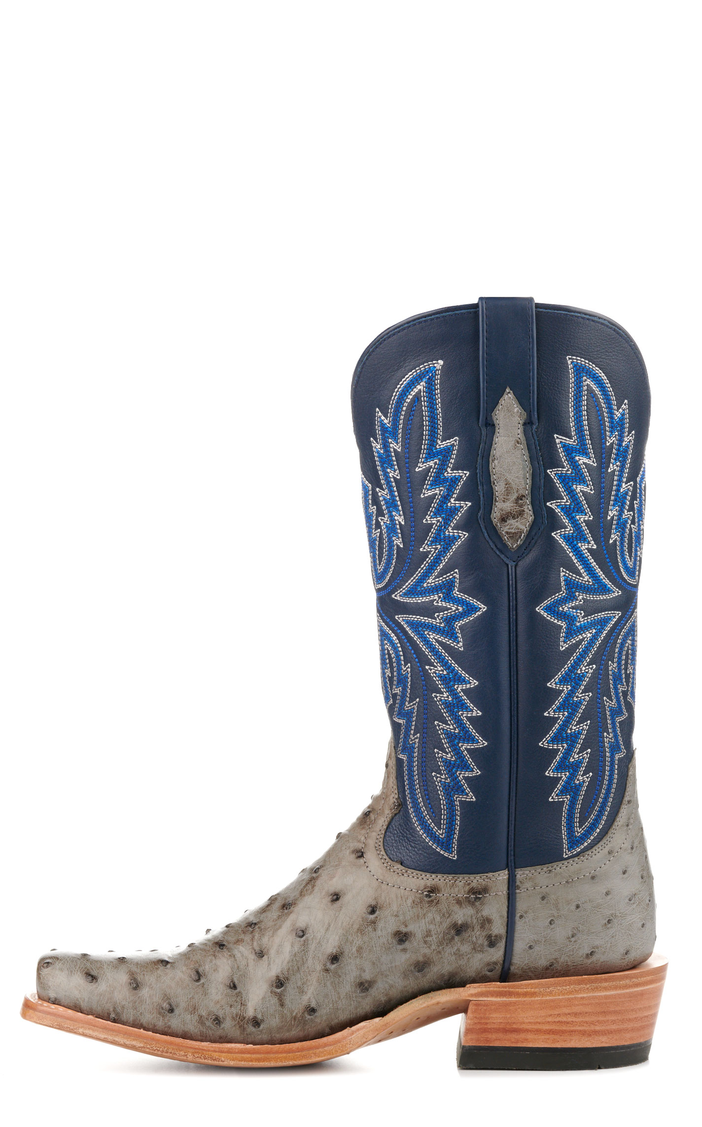 Ariat Men's Futurity Relentless Buckles Blue and Gray Full Quill Ostrich Punchy Square Toe Exotic Cowboy Boots - Image 1