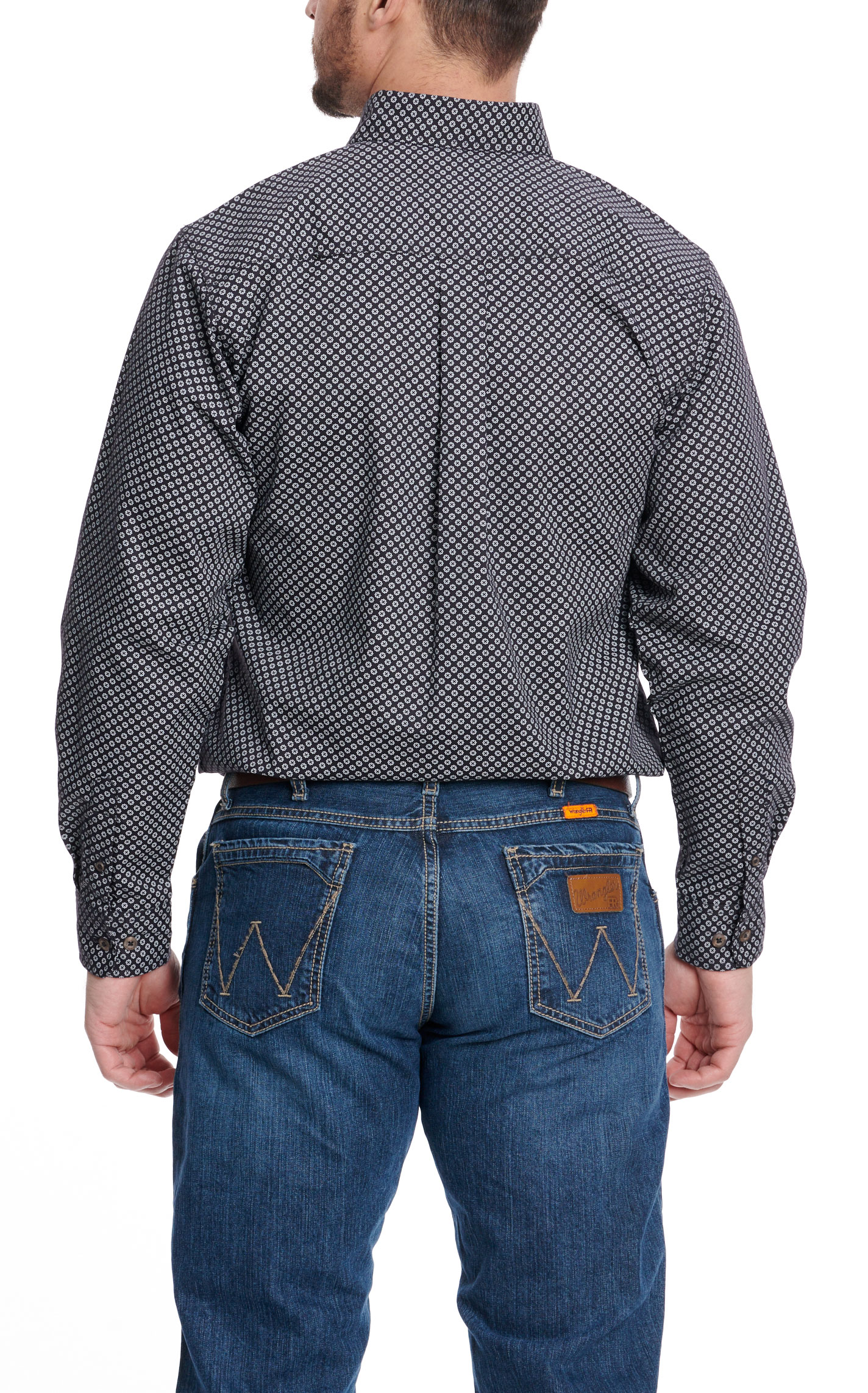 Forge Men's Black & White Geo Print FR Work Shirt - Image 1
