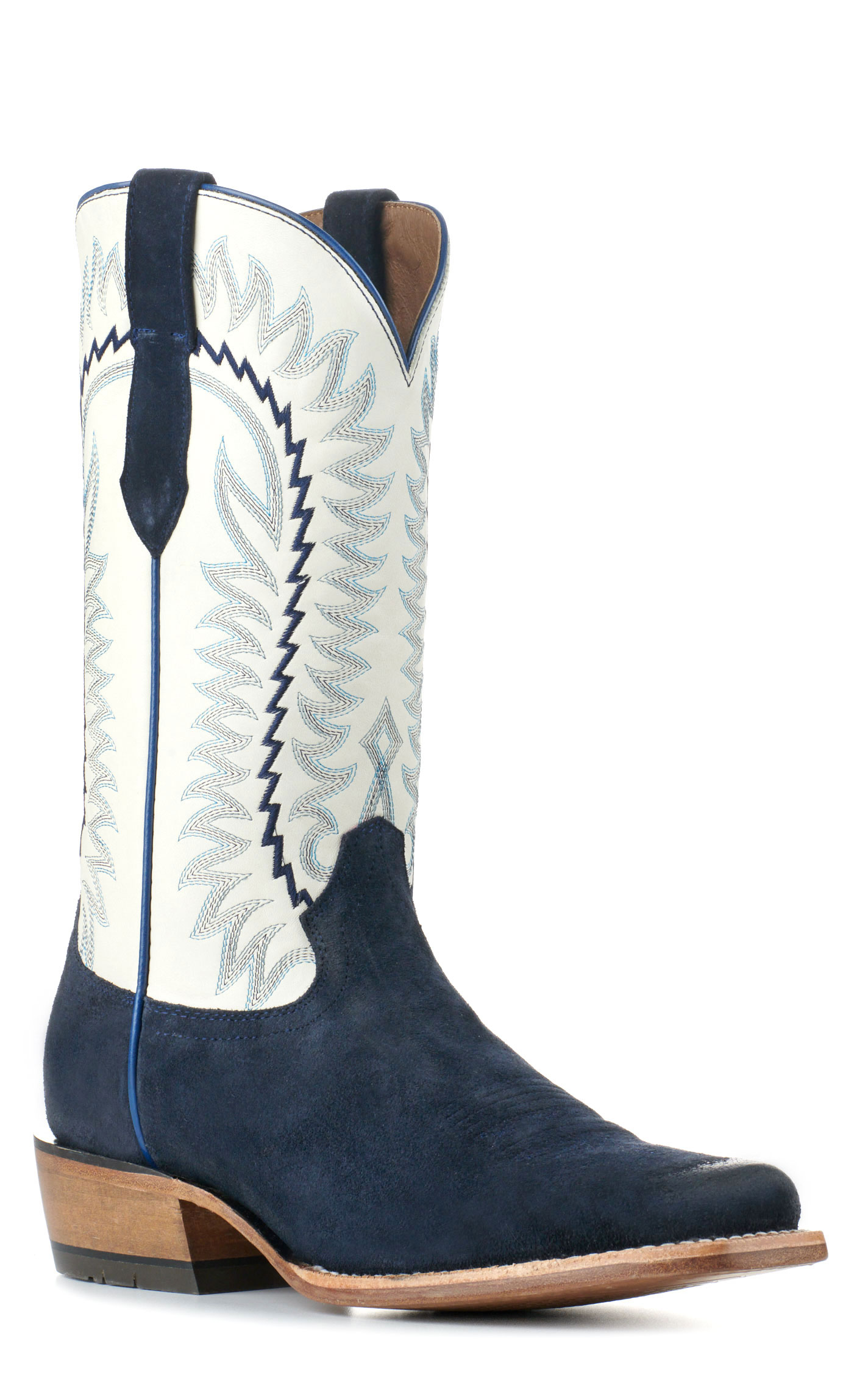 Ariat Men's Futurity Time White and Blue Roughout TekStep Punchy Square Toe Cowboy Boots - Image 1