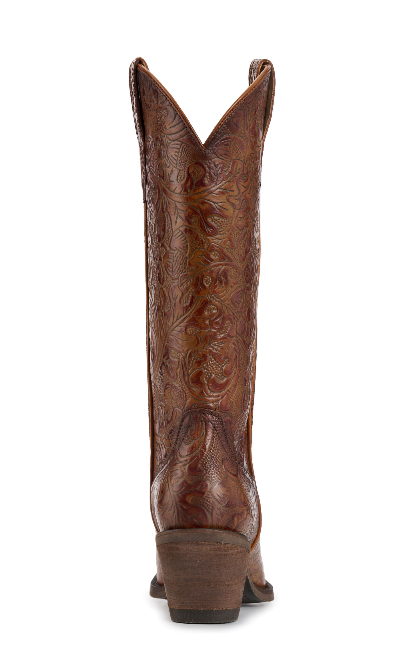 Rockin' C Women's Nut Brown Tooled Snip Toe Cowboy Boots - Image 1