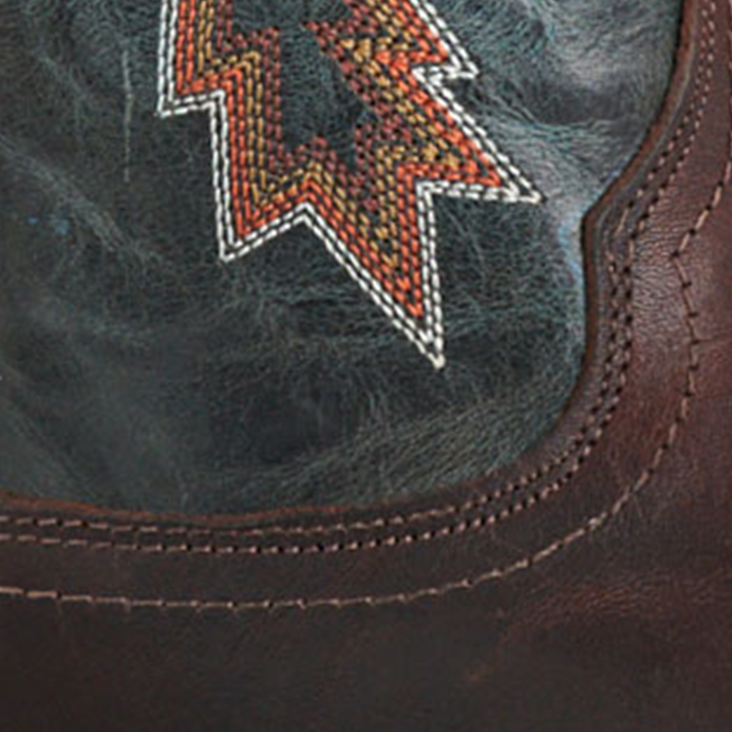 Justin Men’s Chocolate Brown & Silver Blue Bender Wide Square Toe Cowboy Boots - Image 1