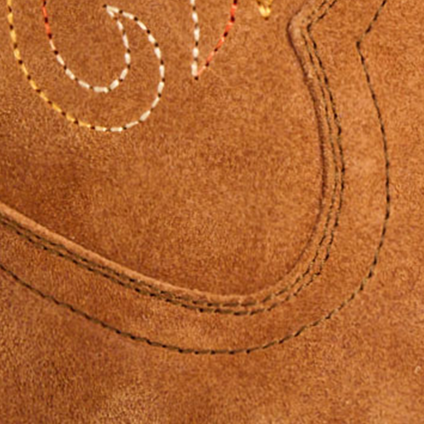 Rockin C Women’s Nut with Floral Embroidery and Stud Accents Suede Snip Toe Cowboy Boots - Image 1