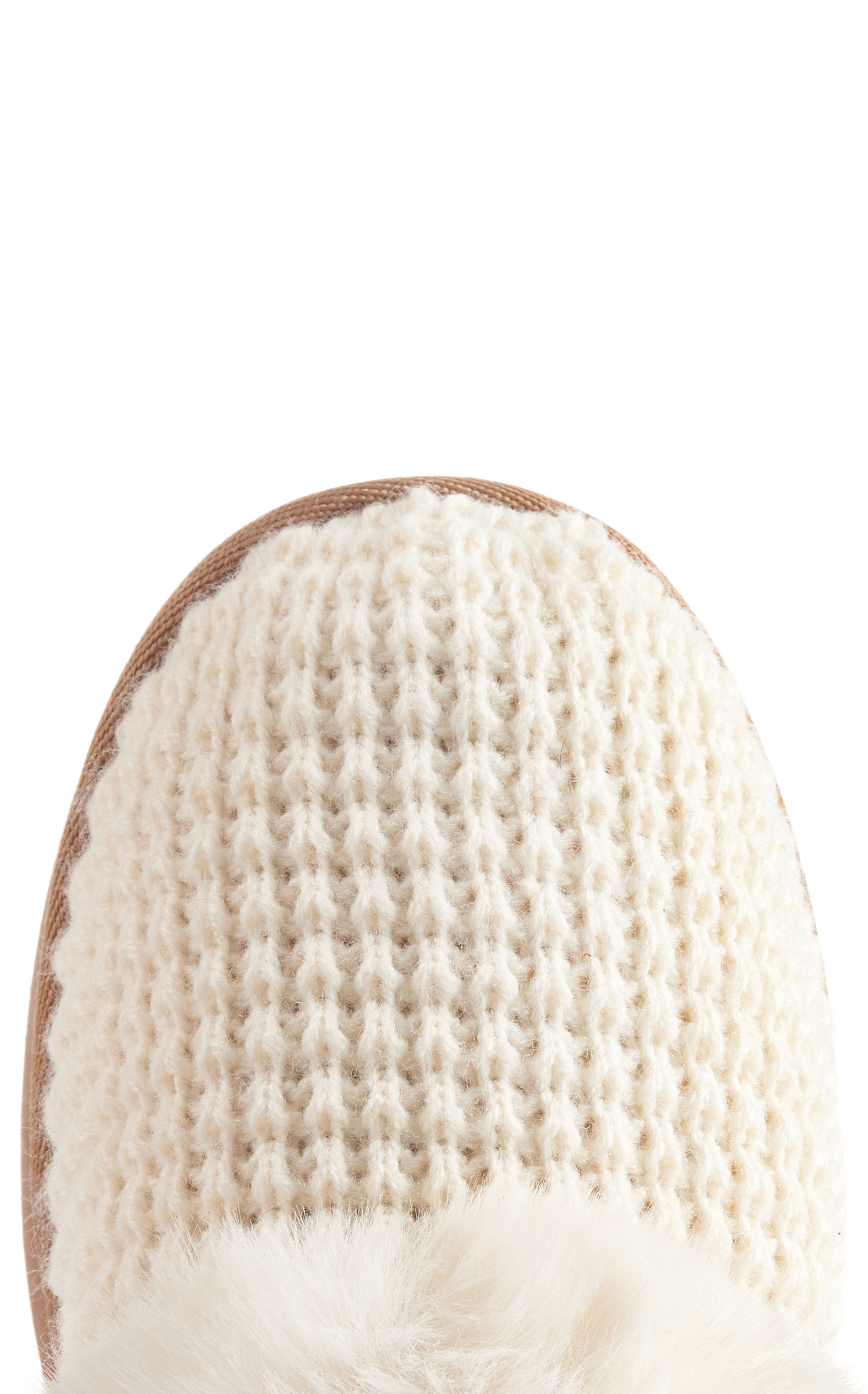 Very G Women's Cream Crochet with Fur Trim Slippers - Image 1