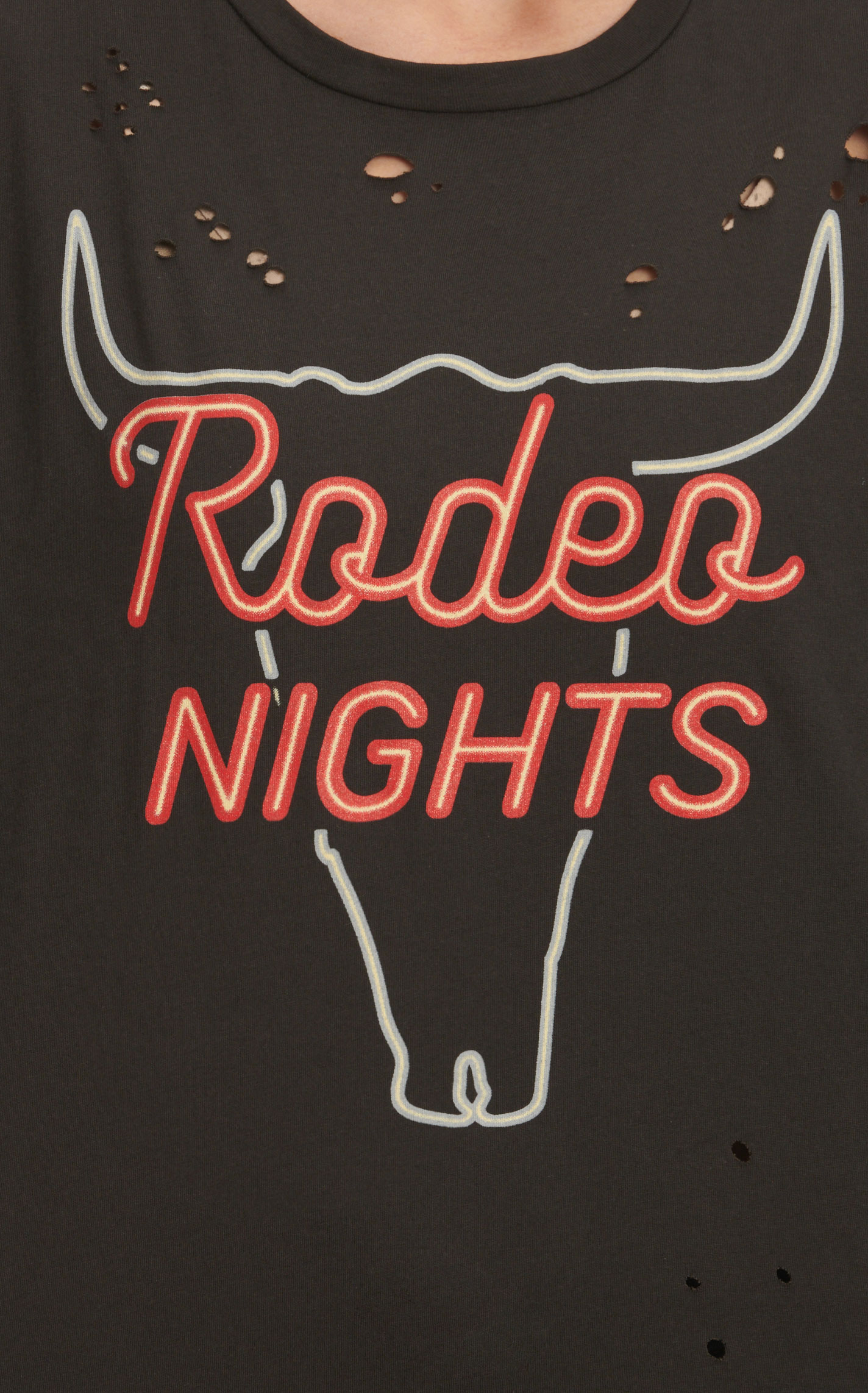 Refined Canvas Women's Black Rodeo Nights Graphic Distressed T-Shirt - Image 1