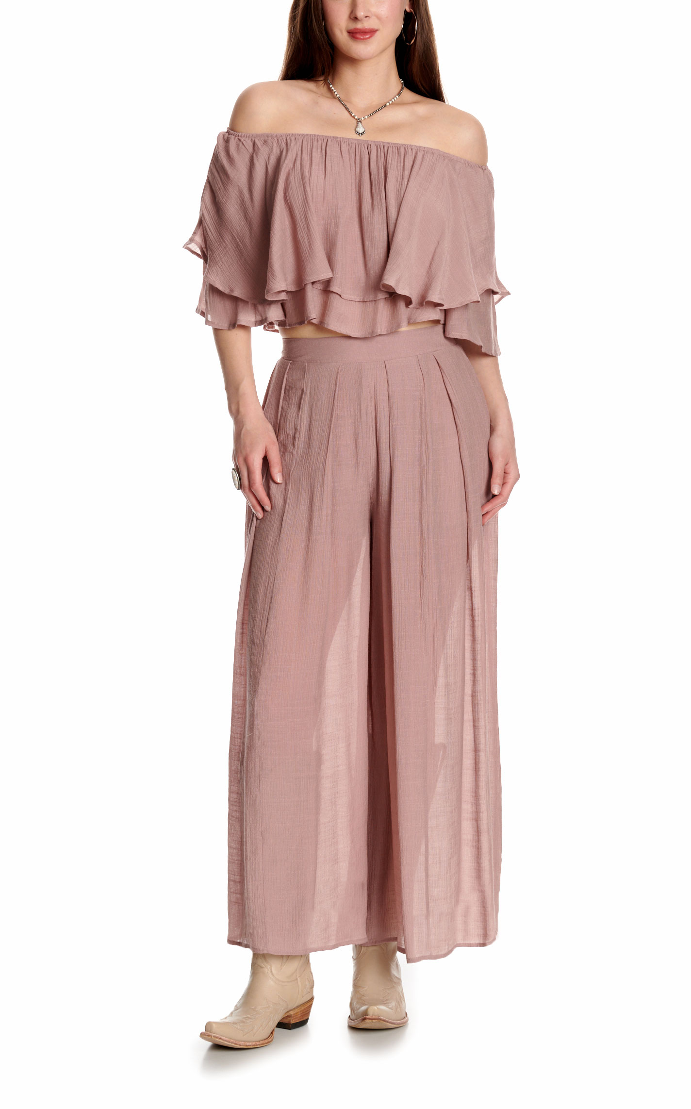 HYFVE Women's Mauve Palazzo Pants - Image 1
