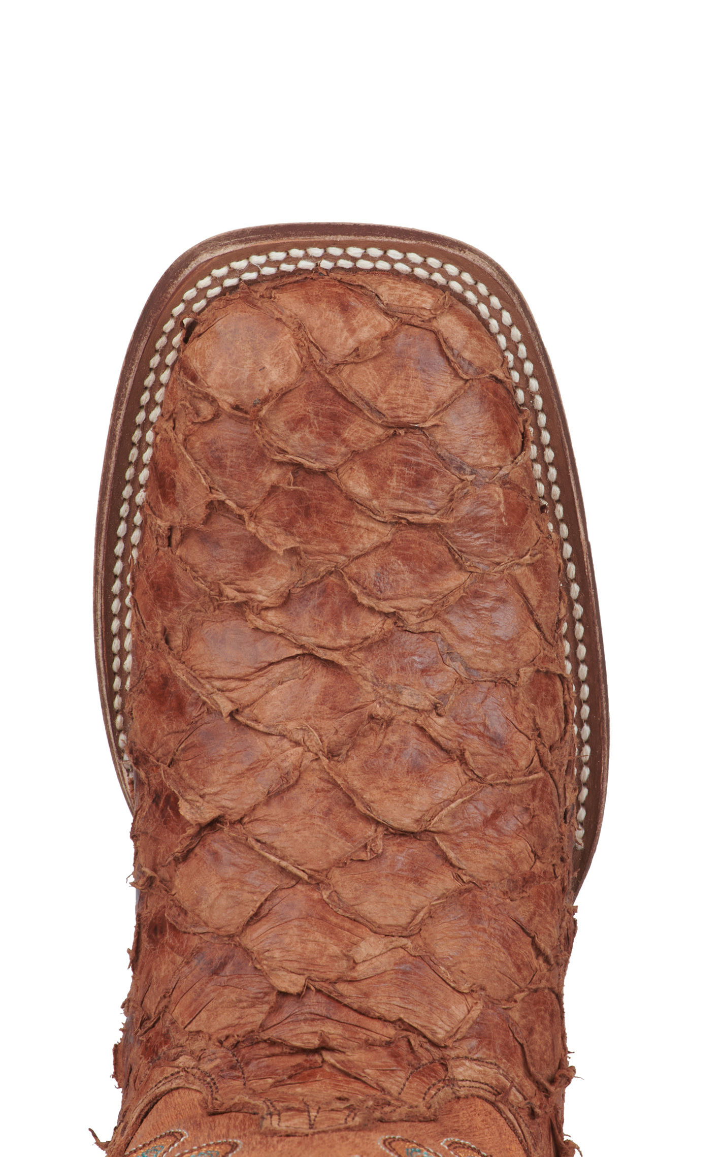 Cavender's Women's Peanut Pirarucu and Mango Wide Square Toe Exotic Cowboy Boots - Image 1