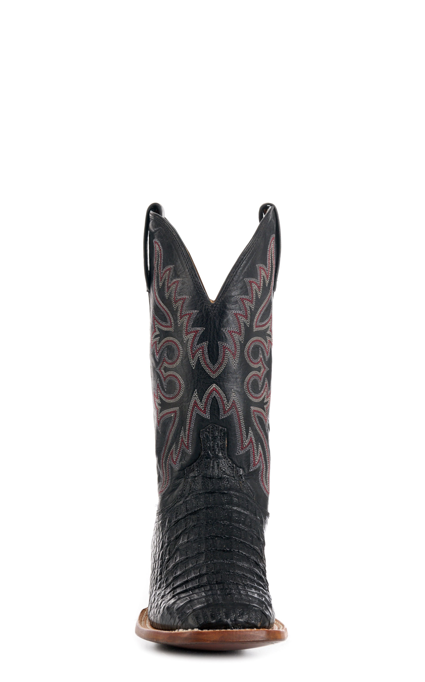 Lucchese Men's Black Fisher Hornback Caiman Leather Wide Square Toe Boots - Image 1