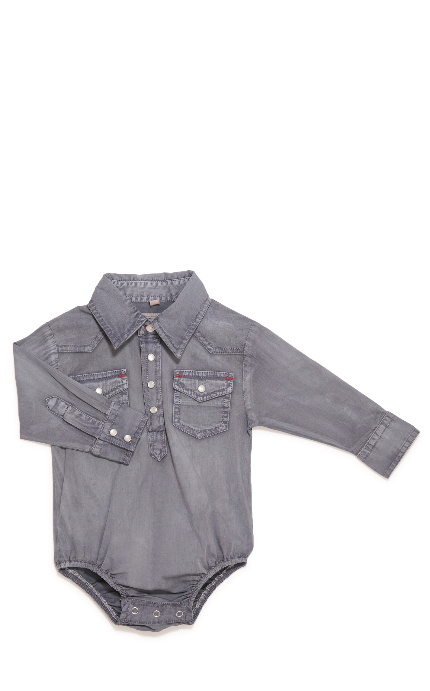 Rafter C  Infant Boys' ProFlex45 Washed Gray Long Sleeve Stretch Western Onesie - Image 1