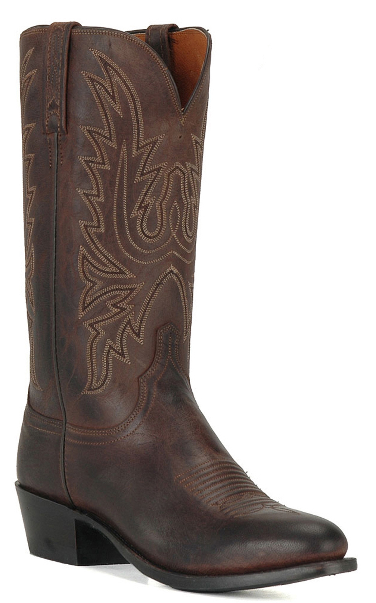 Lucchese Men's 1883 Chocolate Burnish Mad Dog Goat R-Toe Cowboy Boots - Image 1