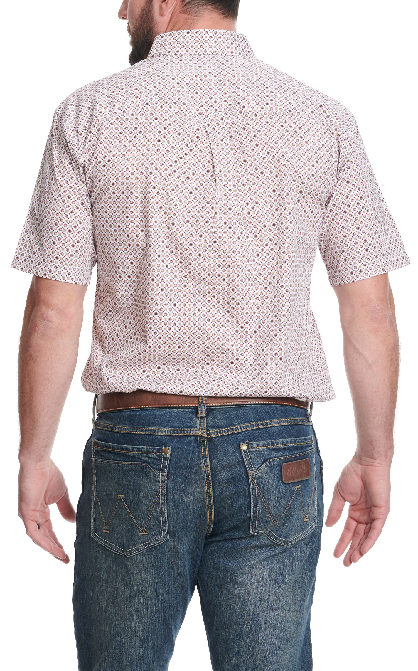 Wrangler Men's George Strait Collection Wine & Olive Geo Western Shirt - Image 1