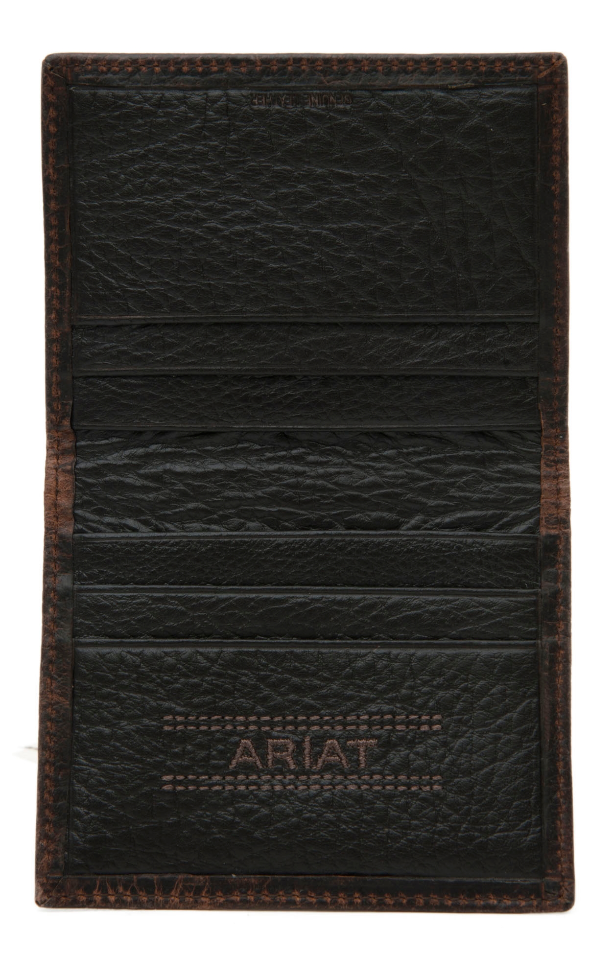 Ariat Performance Work Dark Brown Front Pocket Money Clip Bi-Fold Wallet - Image 1