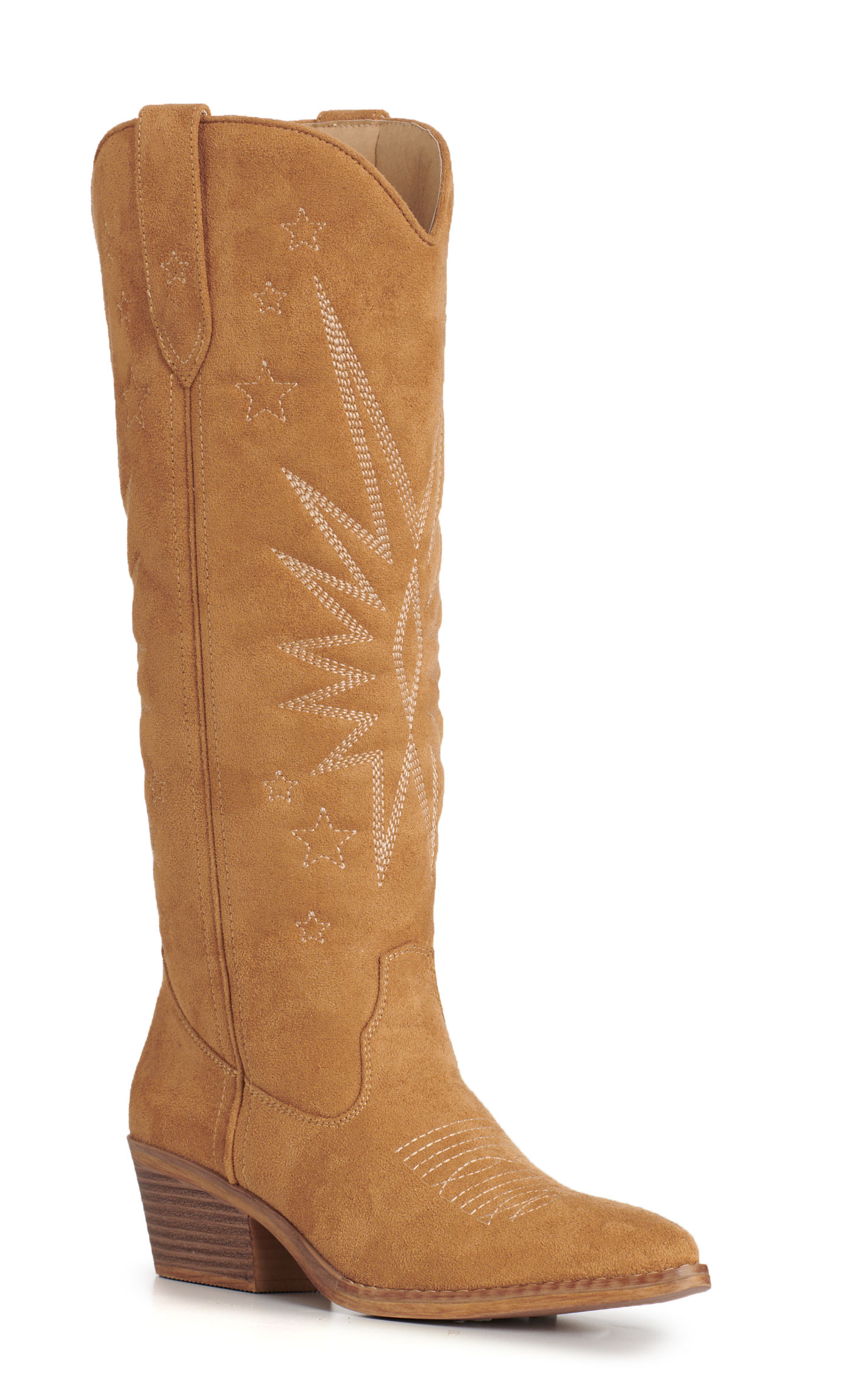 Roper Women’s Tan Faux Suede Star Snip Toe Cowboy Boots - Image 1
