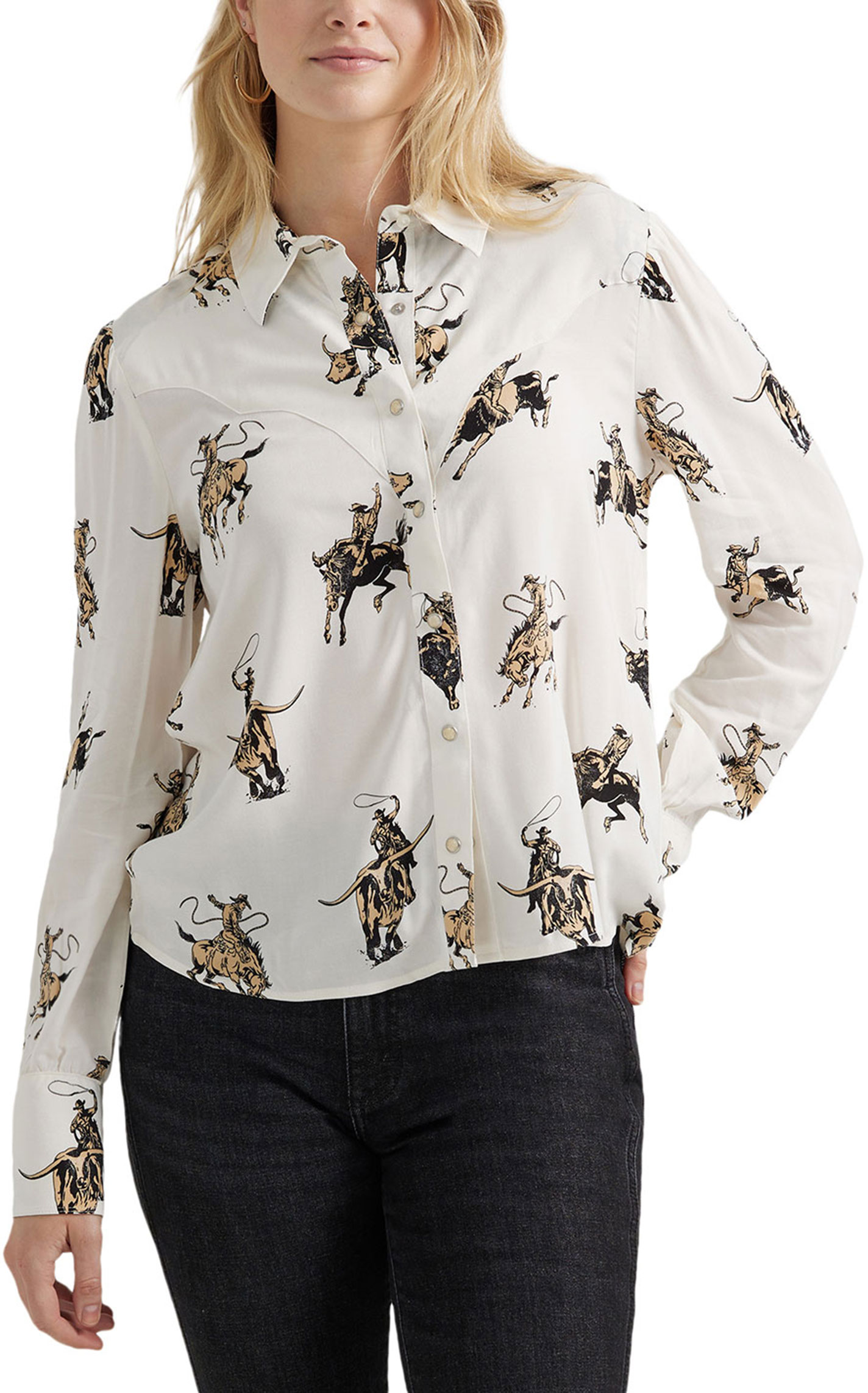 Wrangler Women's Cream & Western Rodeo Print Top - Image 1