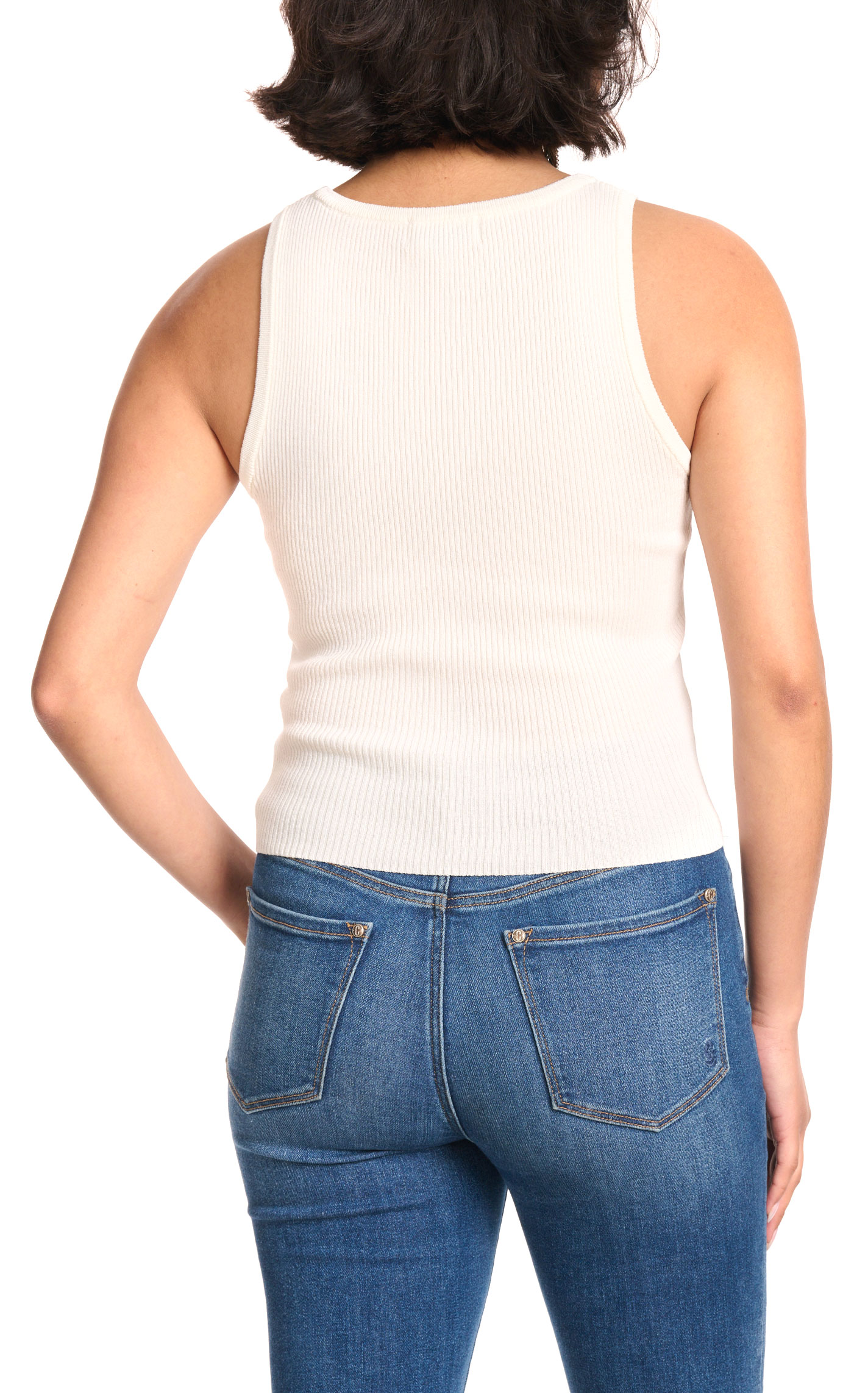 Rockin C Women's White Ribbed Knit Tank Top - Image 1