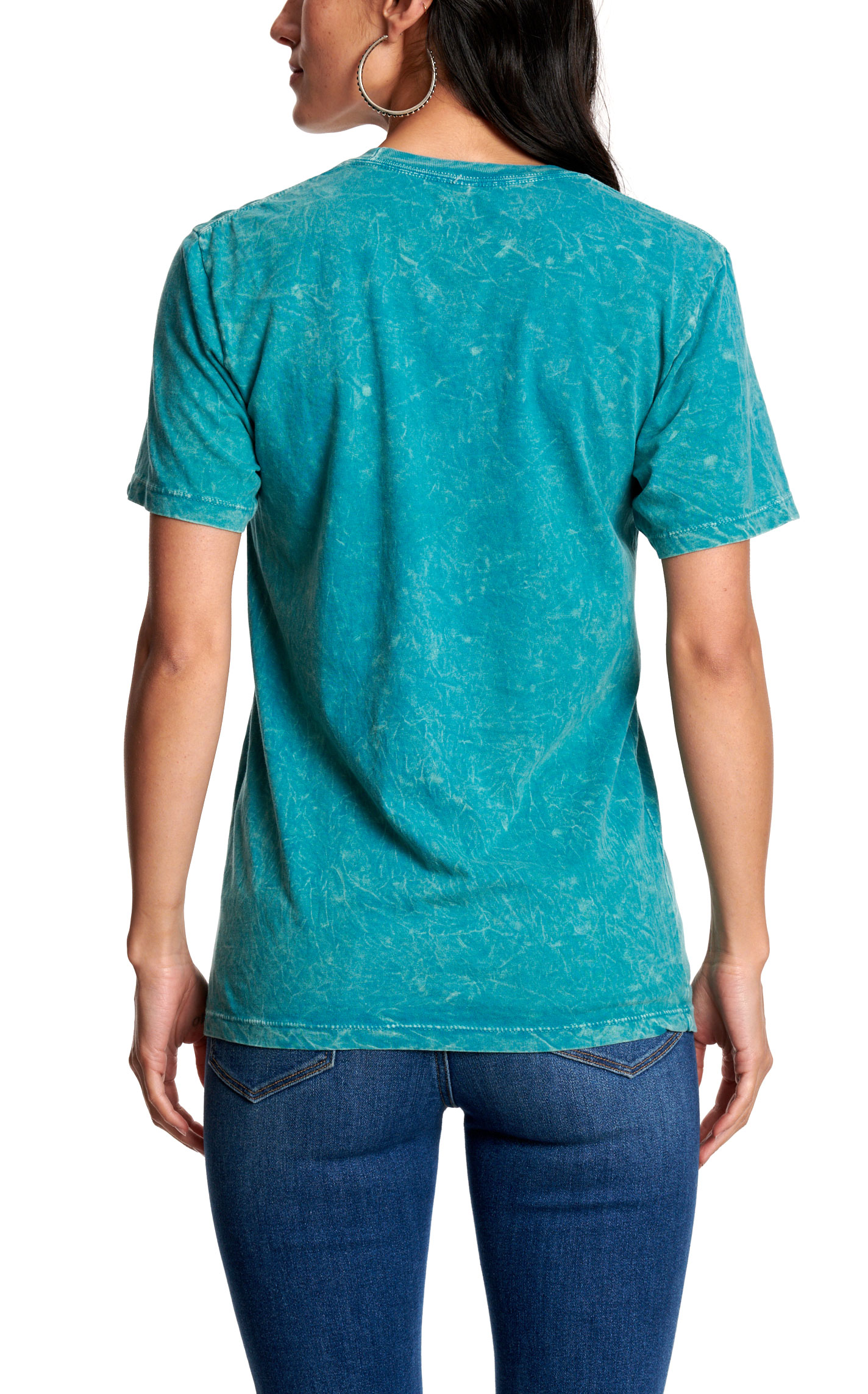 Lotus Fashion Women's Washed Teal Wild Hair Graphic T-Shirt - Image 3