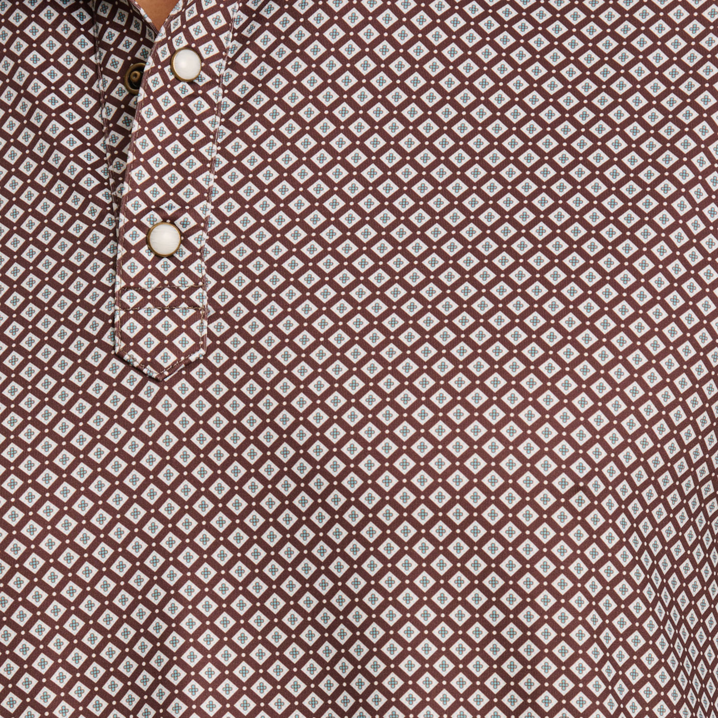 Rafter C Men's Chocolate Geo Print Polo Shirt - Image 1