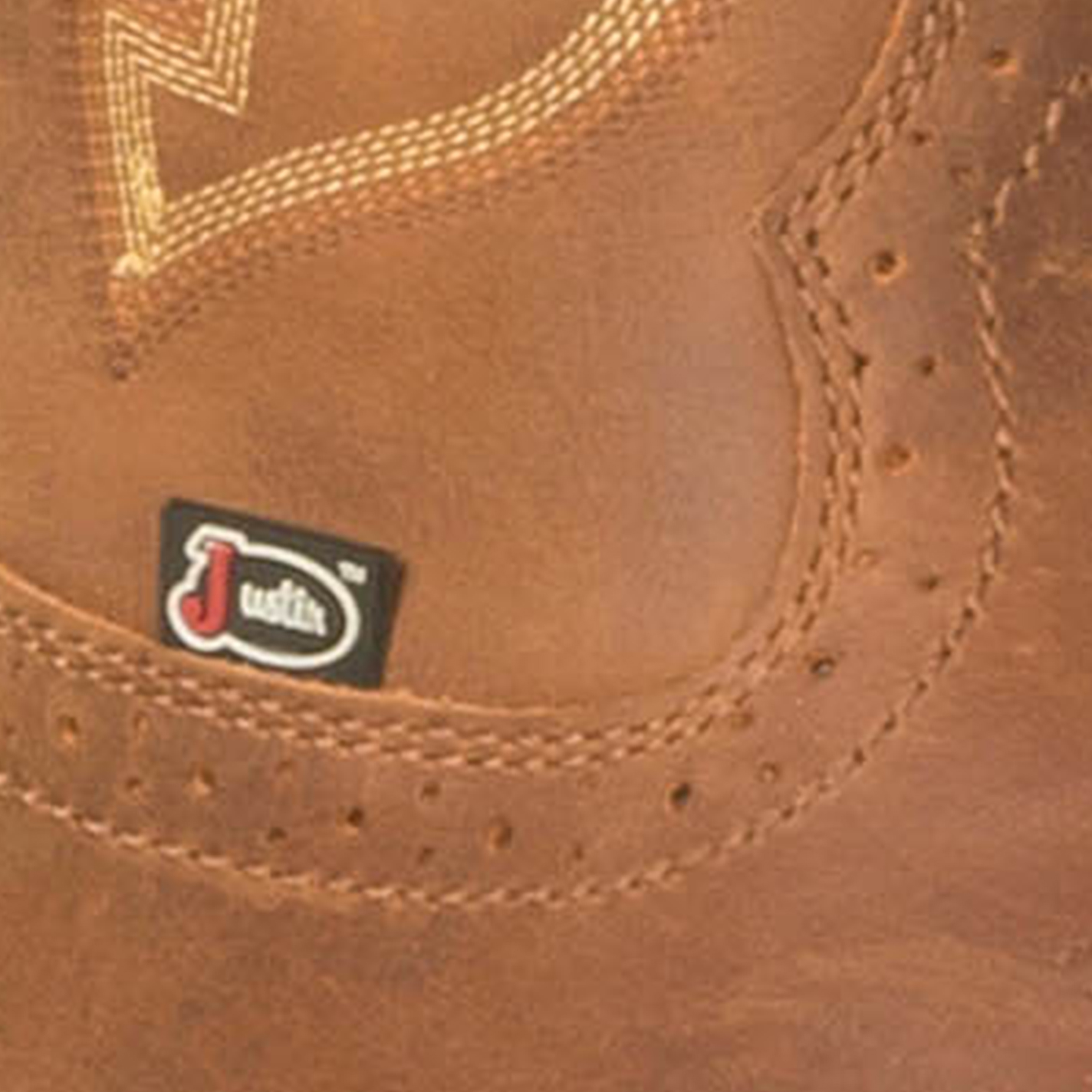 Justin Men's Rush Stampede Rustic Tan Waterproof Square Steel Toe Work Boot - Image 1