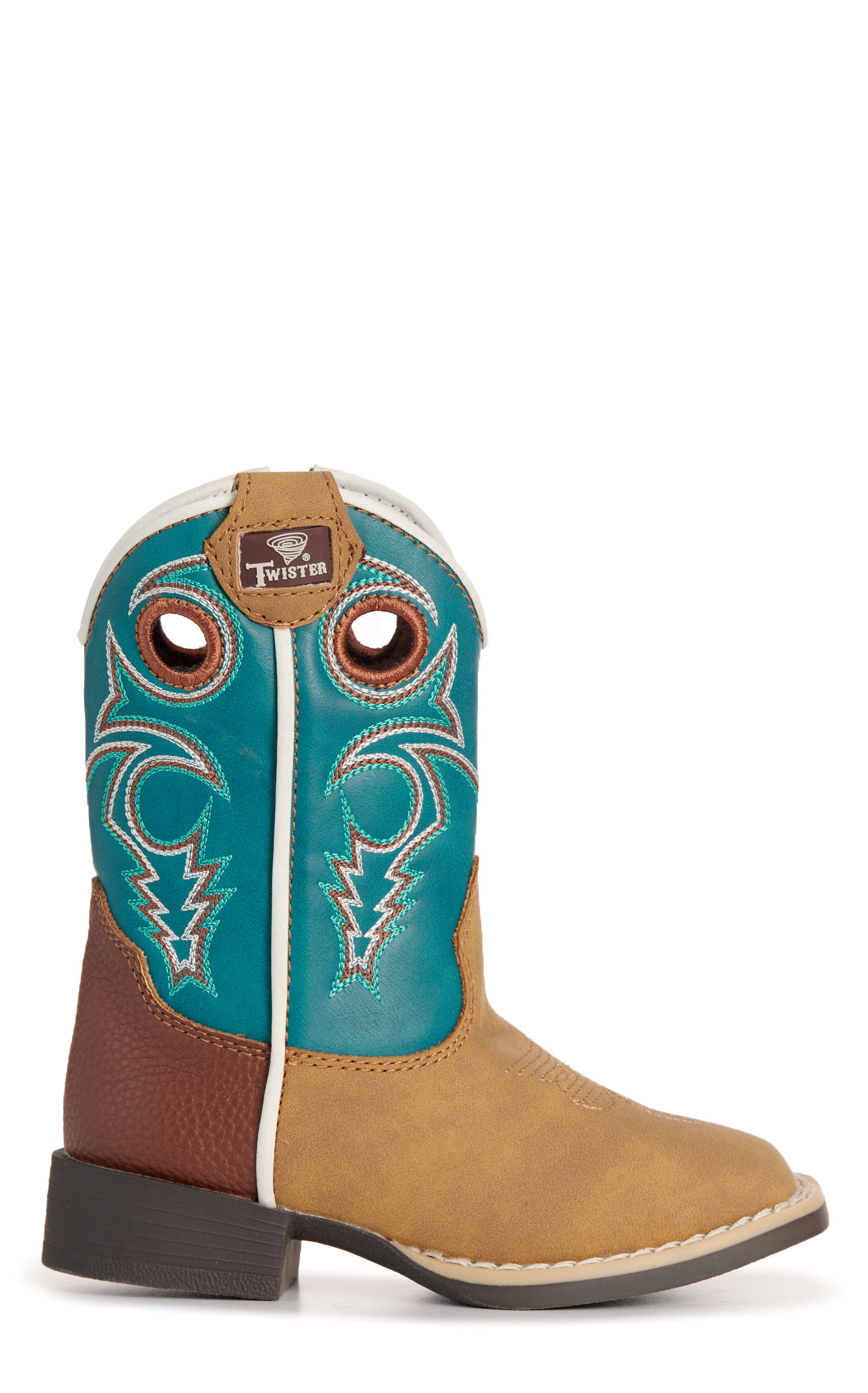 Twister Toddler Jensen Tan & Turquoise Square Toe Boots - Image 1