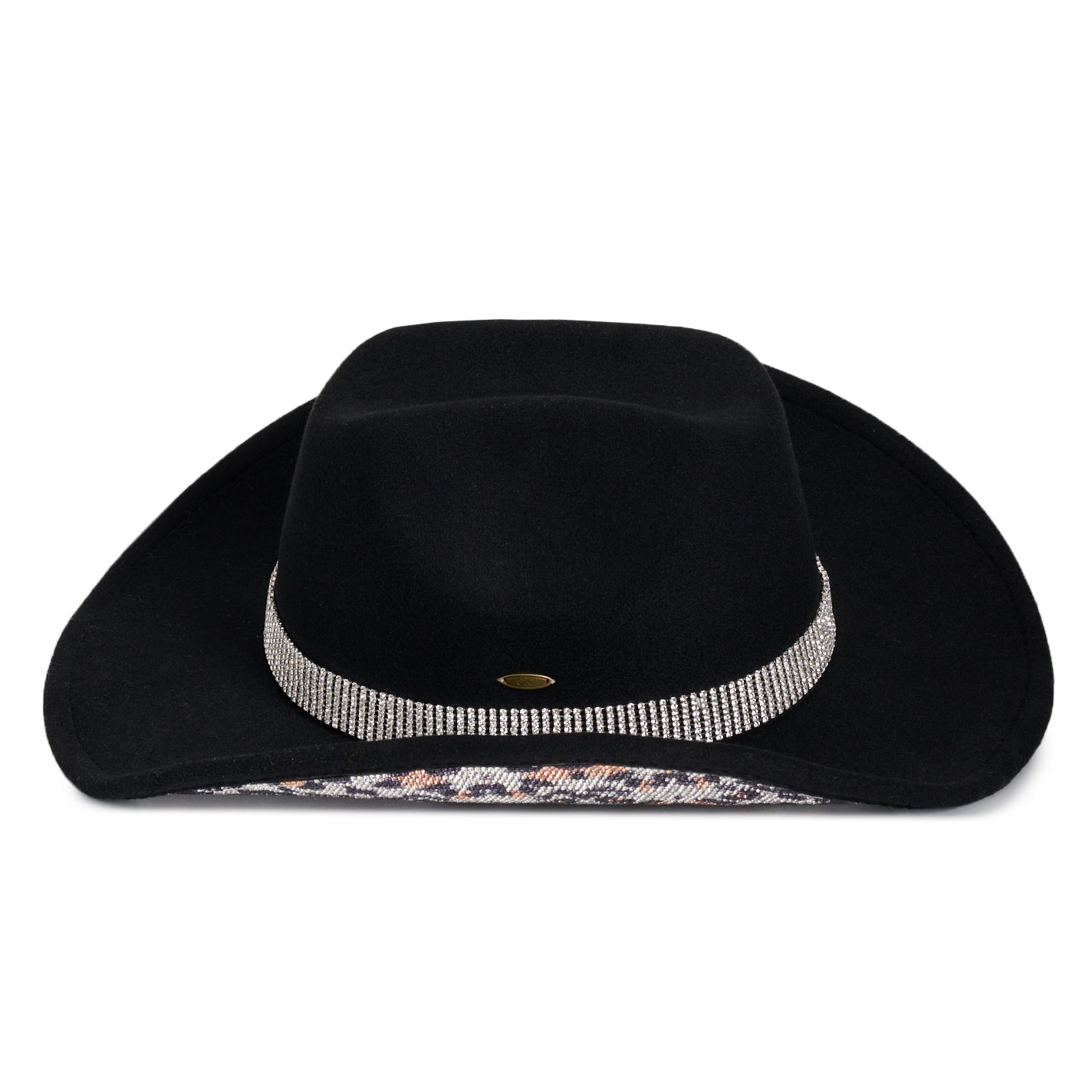 Girlie Girl Originals Women's Black Leopard Bling Wool Cowboy Hat - Image 2
