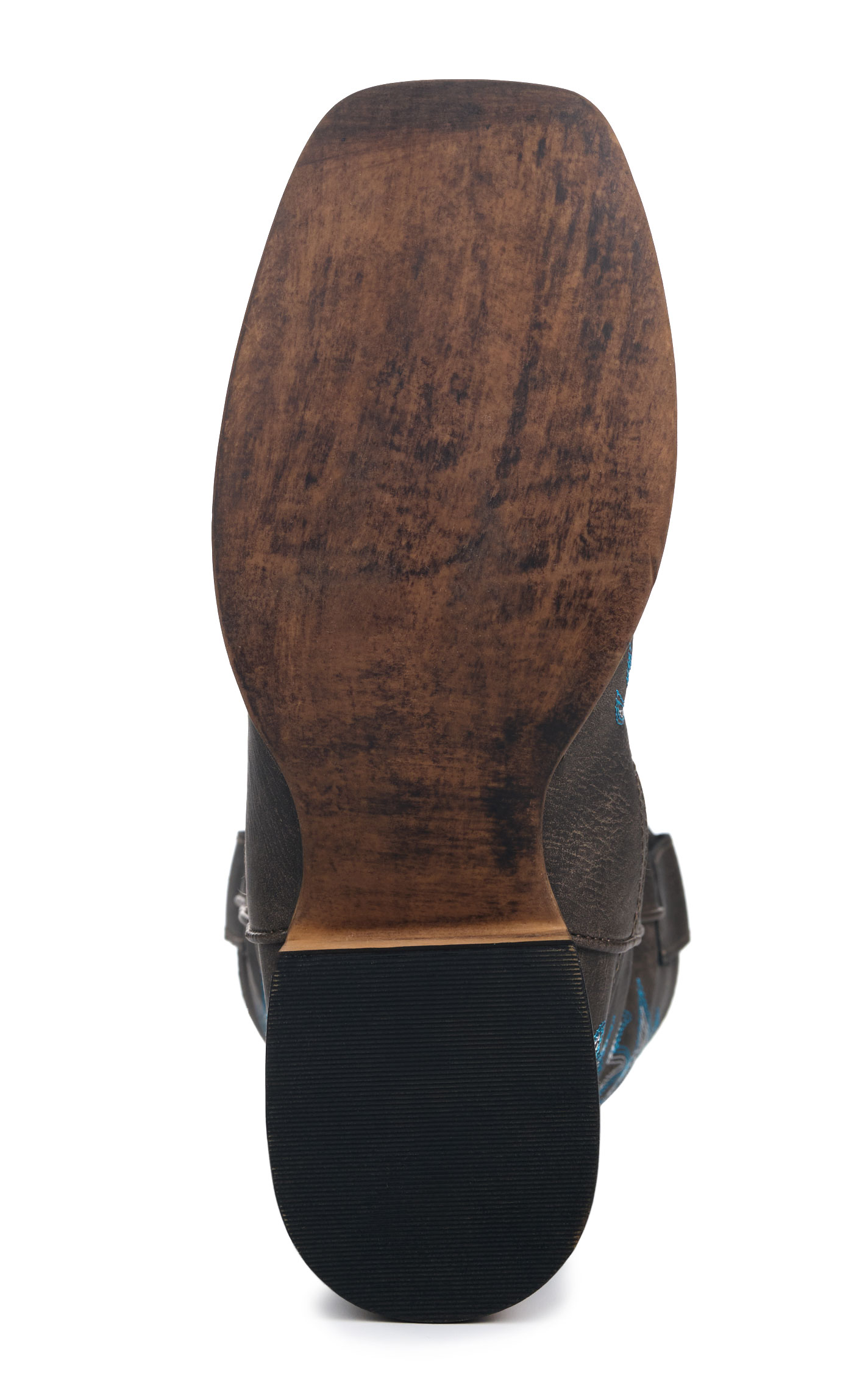 Roper Women’s Riley Brown with Blue Embroidery Faux Leather Wide Square Toe Cowboy Boots - Image 1