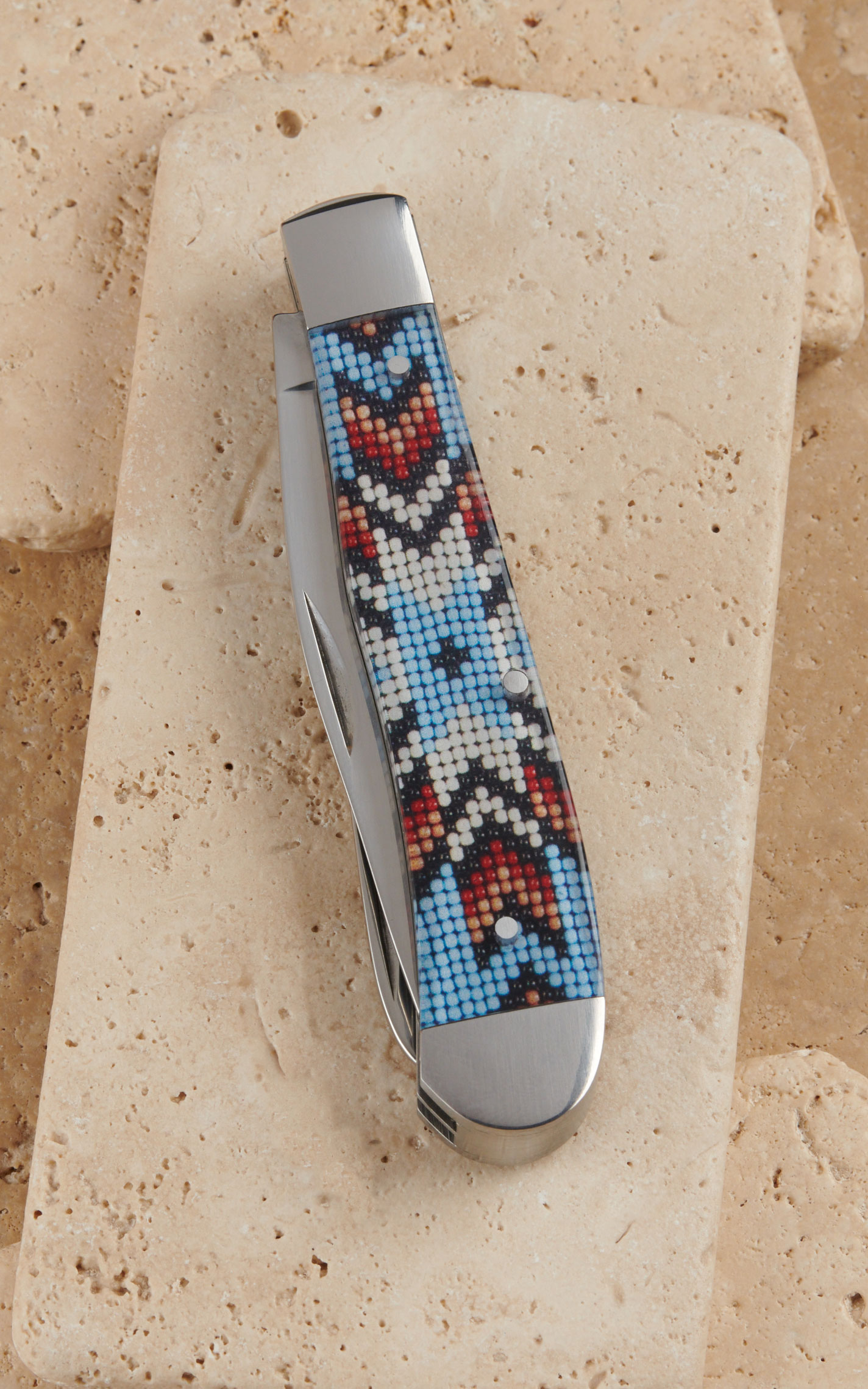 Twisted X Turquoise Beaded Aztec Resin Trapper Knife - Cavender's Exclusive - Image 1