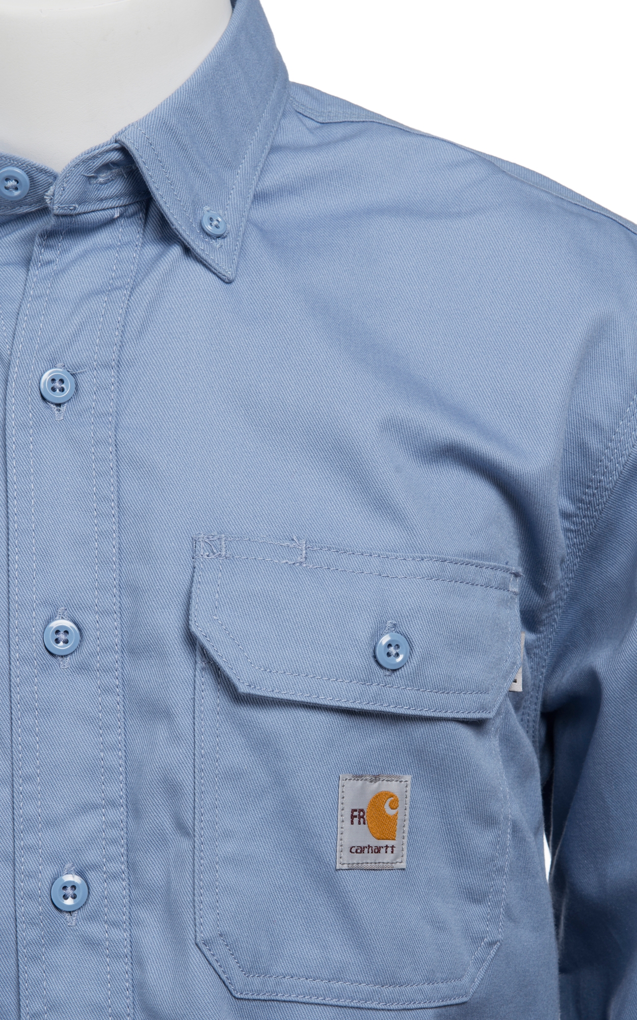 Carhartt Flame Resistant Medium Blue Twill Work Shirt - Image 1