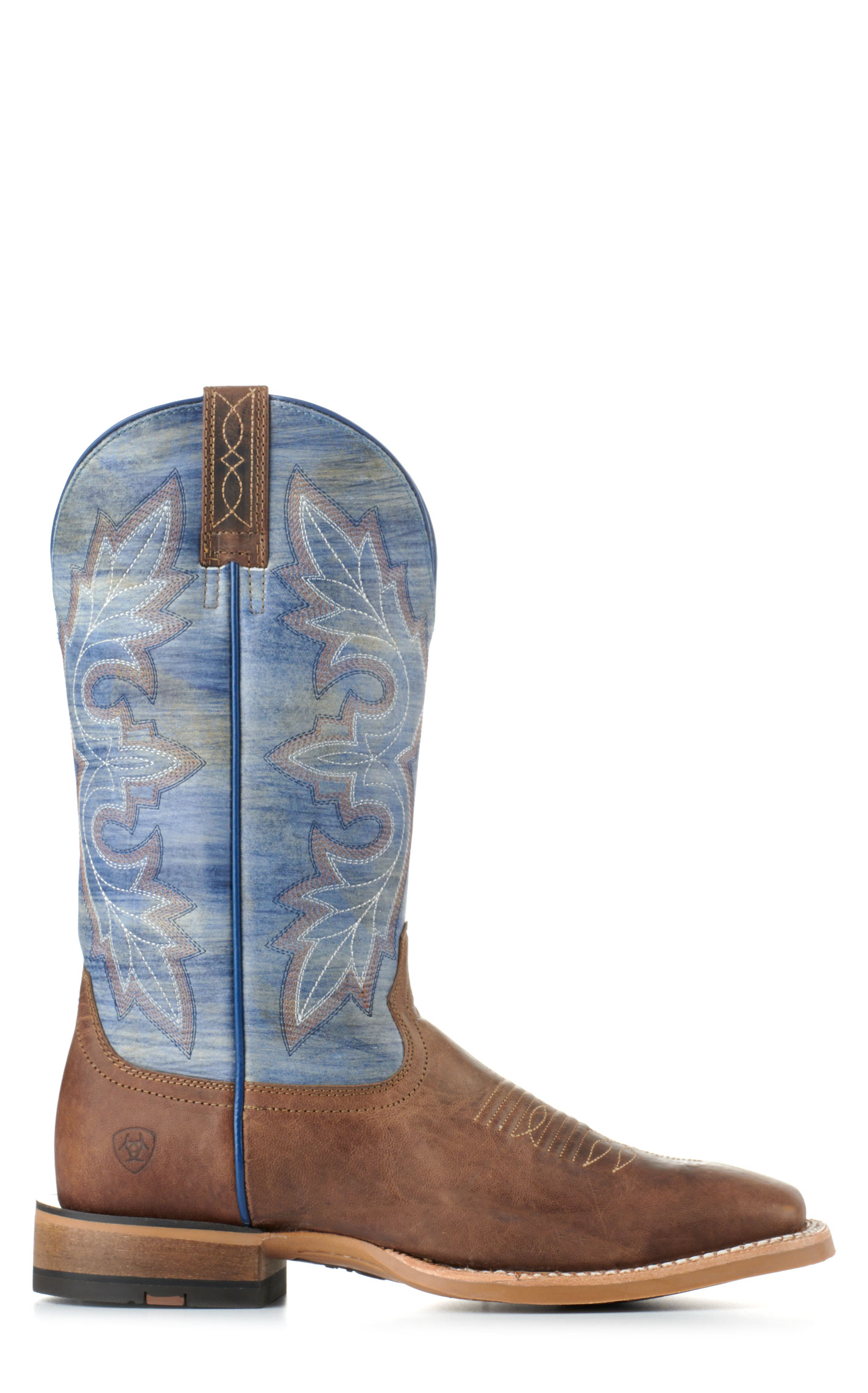 Ariat Men's Standout Brown and Cloud Blue Wide Square Toe Cowboy Boots - Image 1