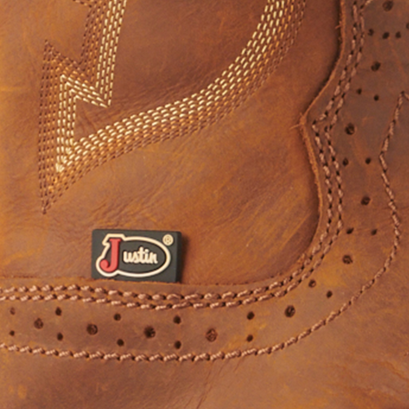 Justin Men's Rush Tan Waterproof Square Toe Work Boots - Image 1