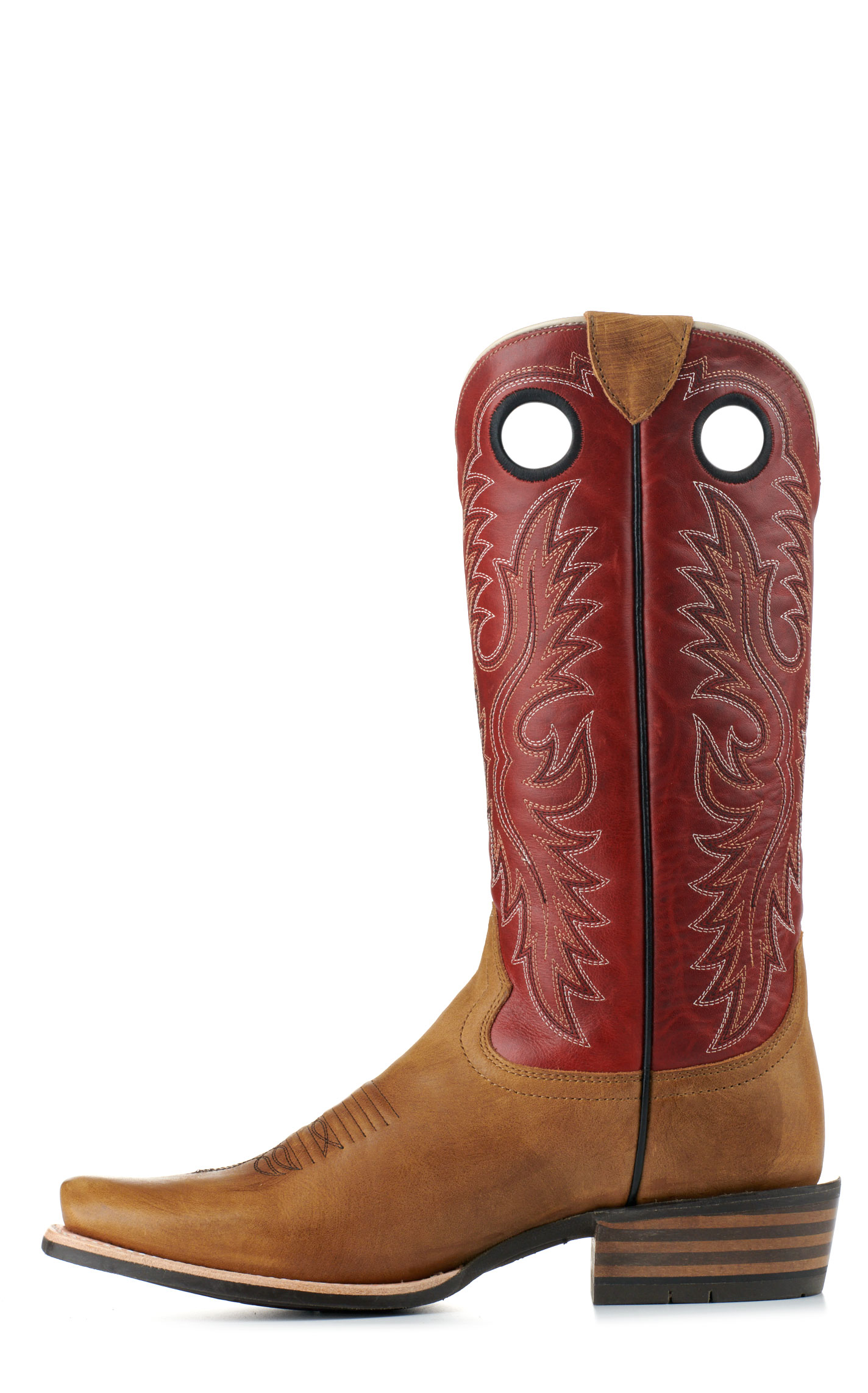 Ariat Men's Ringer Tan and Red Cedar TekStep Punchy Square Toe Cowboy Boots - Image 1