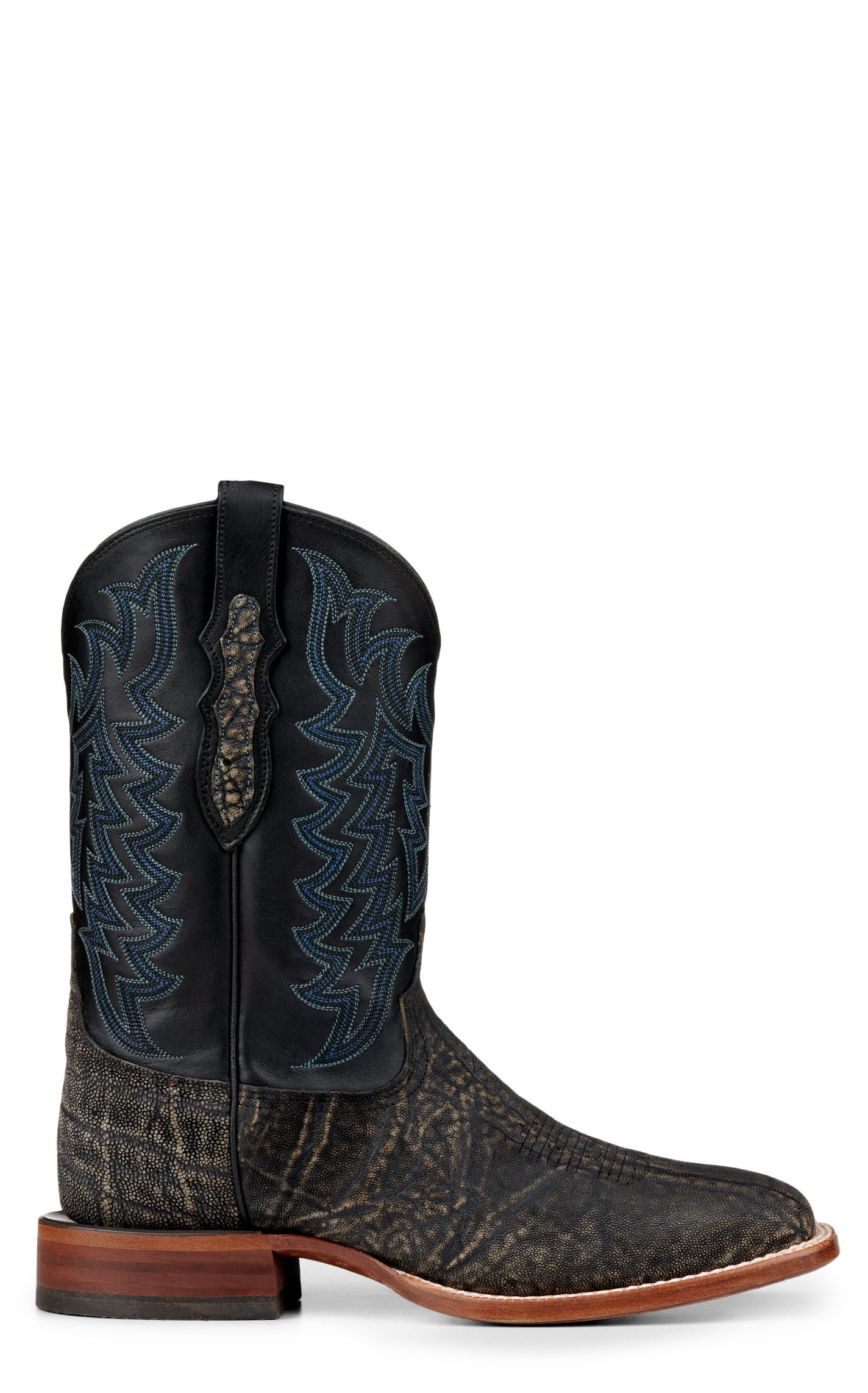 Tony Lama Men's Black and Safari Gray Elephant Wide Square Toe Exotic Cowboy Boots - Cavender's Exclusive - Image 1