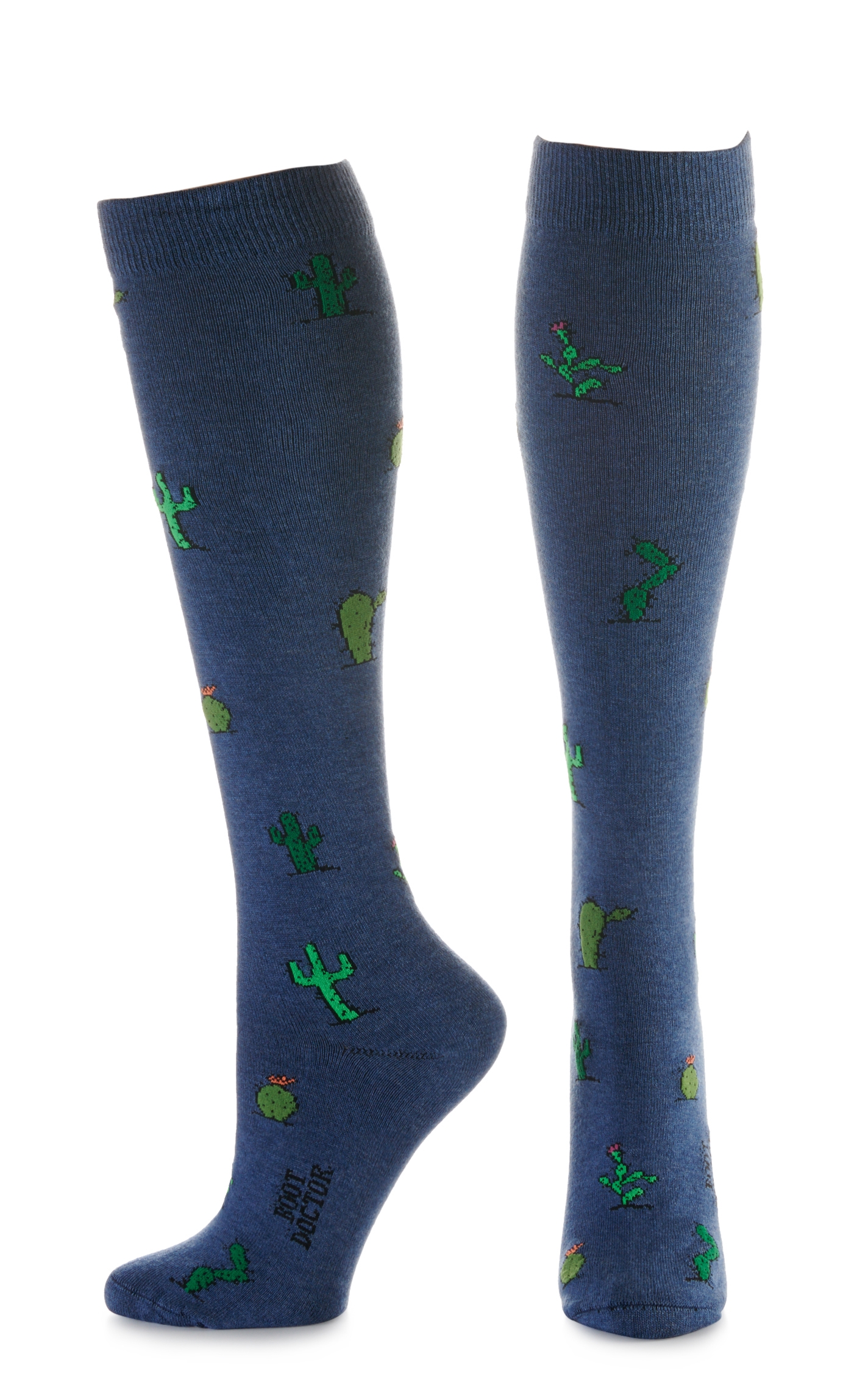 Boot Doctor Women's Navy with Cactus Print Over the Calf Boot Socks - Image 1