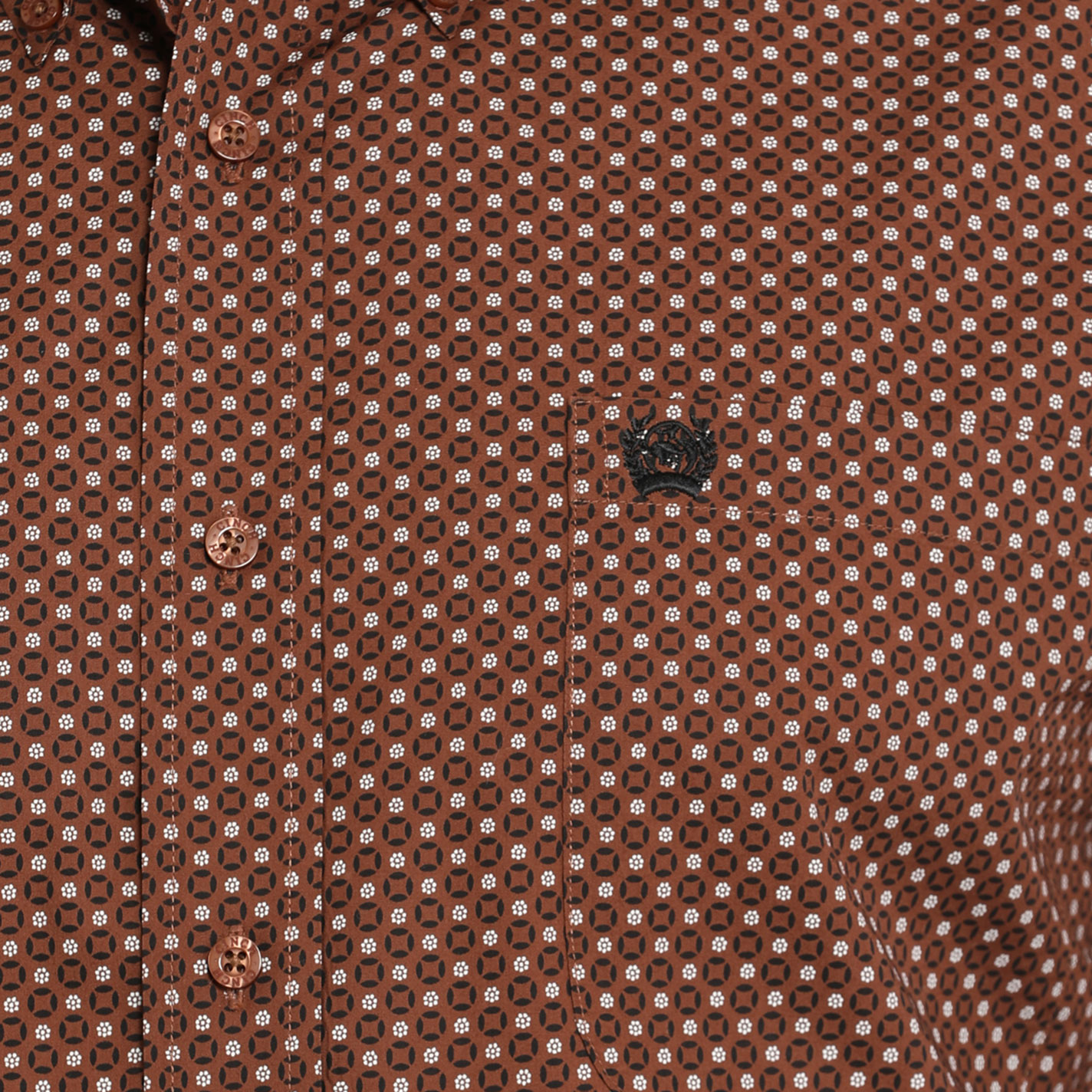 Cinch Men's Dark Caramel & Black Geo Print Western Shirt - Image 1