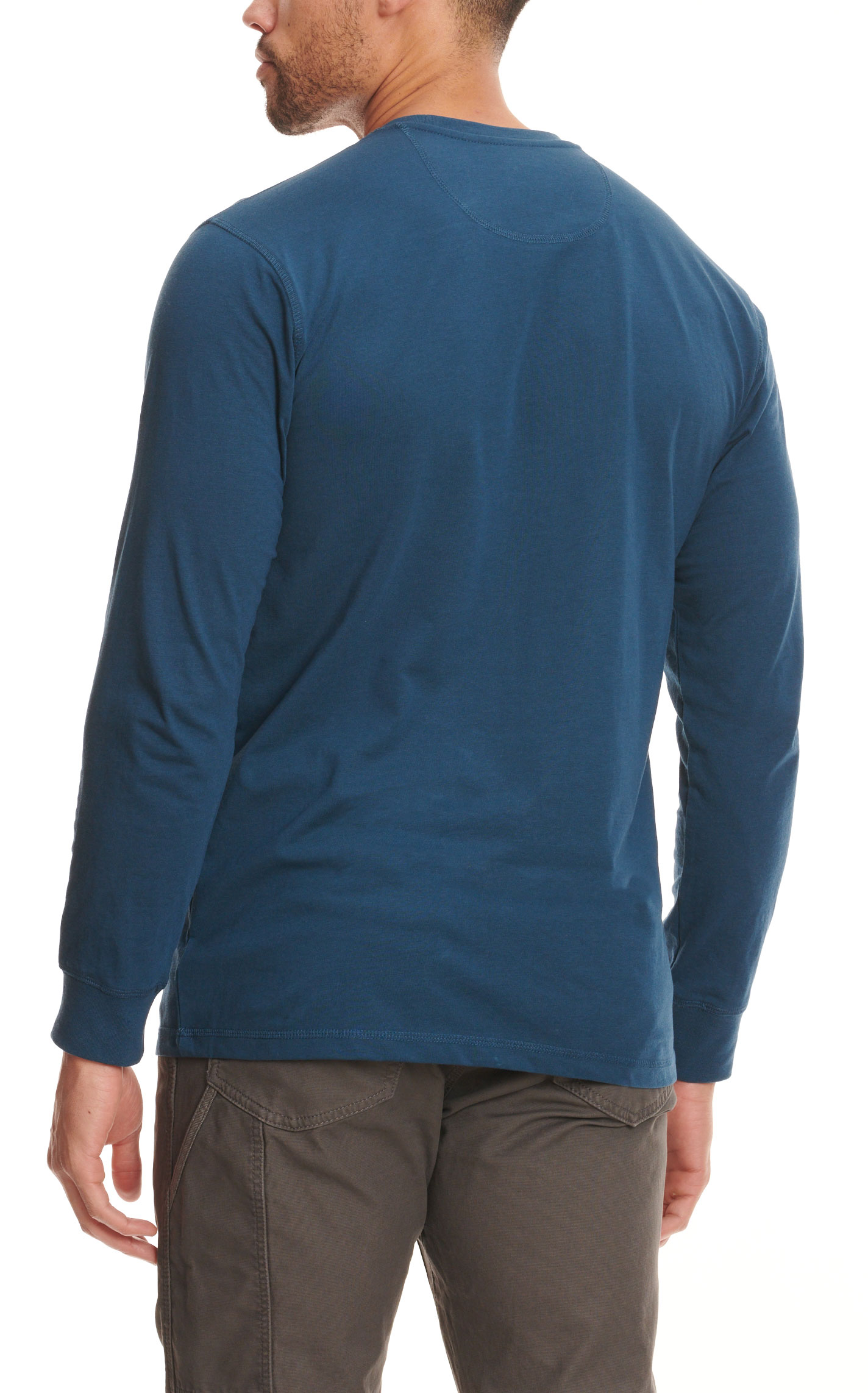 RIGGS by Wrangler Men's Aegean Blue Long Sleeve Work Performance T-Shirt - Big & Tall Sizes - Image 1