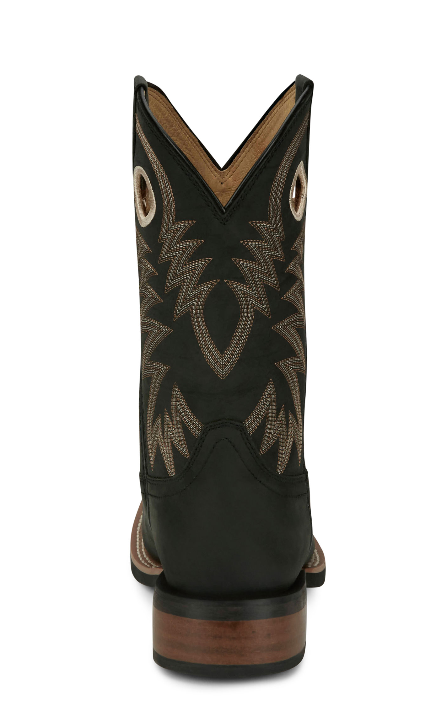 Justin Men’s Shane Frontier Black Leather Square Toe Cowboy Boots - Image 1