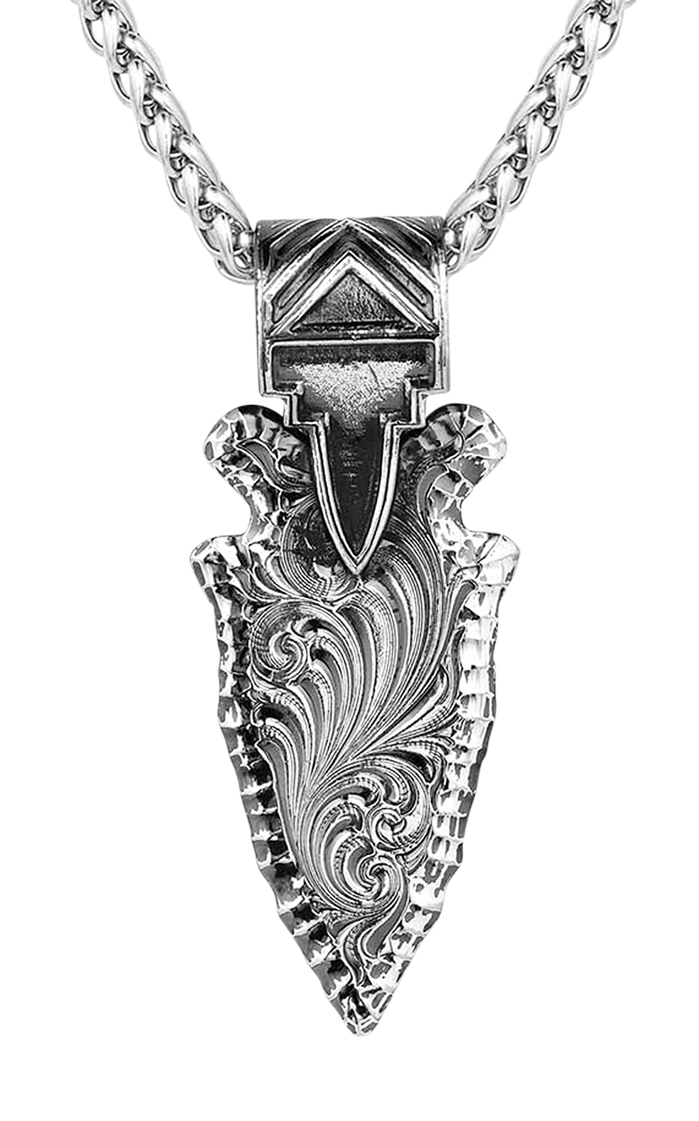 Montana Silversmiths Men's Antiqued Silver Filigree Arrowhead Pendant Necklace - Image 1