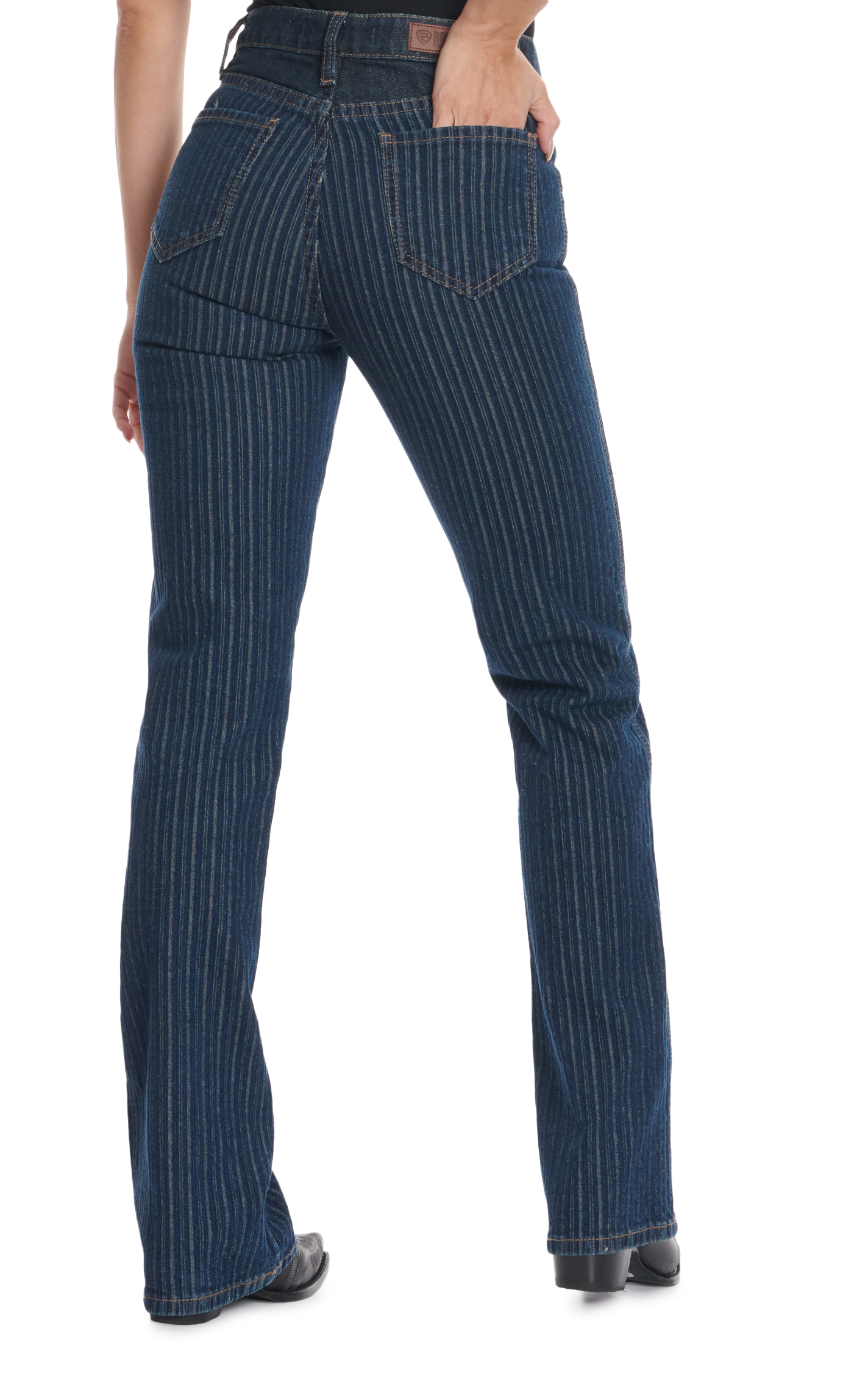 Rock & Roll Denim Women's Dark Wash High Rise Textured Pin Stripe Boot Cut Jeans - Image 1