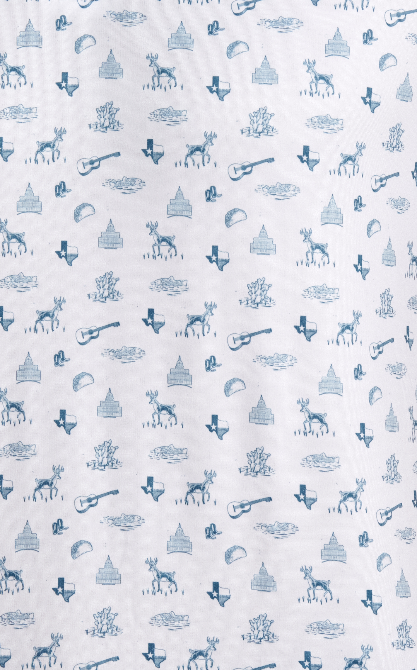BURLEBO Men's White & Steel Blue Lone Star Print Performance Polo - Image 1