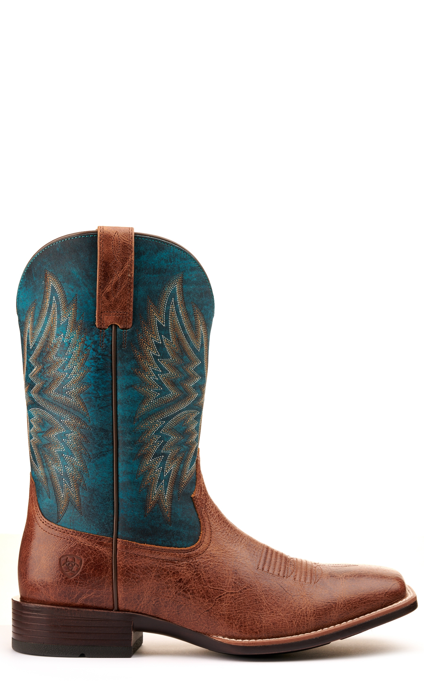 Ariat Men's Valor Ultra Dark Tan and Rocky Blue Wide Square Toe Cowboy Boot - Image 1